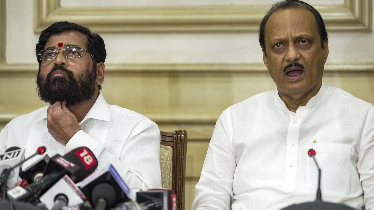 <div class="paragraphs"><p>Maharashtra Chief Minister Eknath Shinde (L) with Deputy CM Ajit Pawar.</p></div>