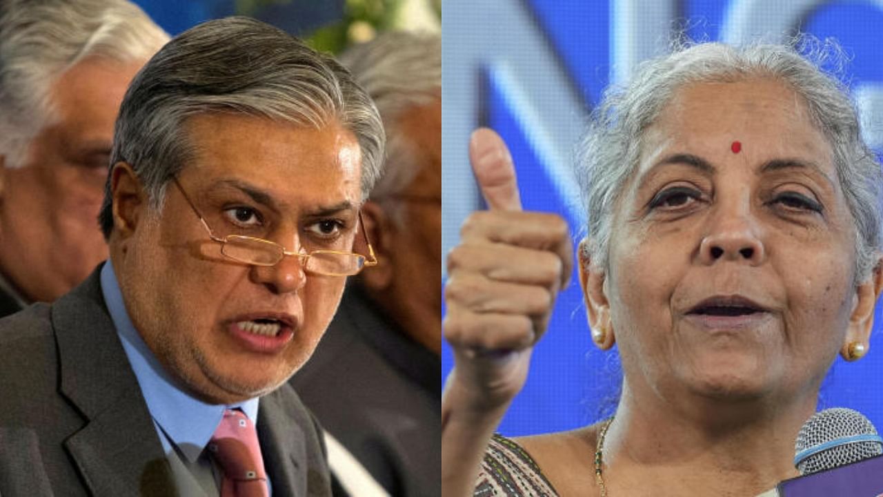 <div class="paragraphs"><p>Pakistan Finance Minister&nbsp;Ishaq Dar (left) and Indian Finance Minister Nirmala Sitharaman (right).</p></div>