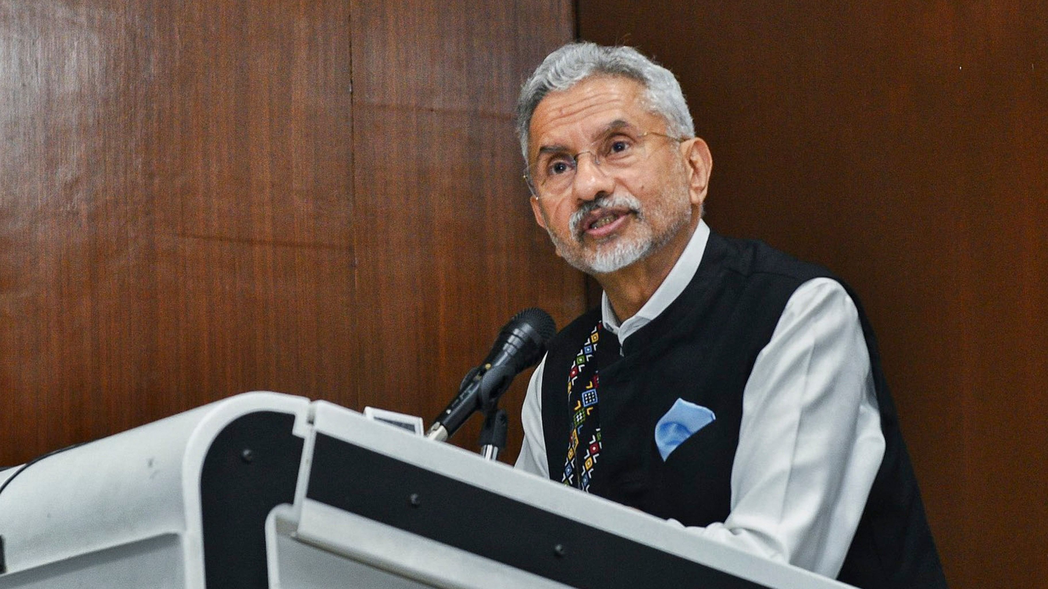 <div class="paragraphs"><p>External Affairs Minister S. Jaishankar speaks during the Northeast Festival at Kirori Mal College, in New Delhi, Monday, April 29, 2024.</p></div>