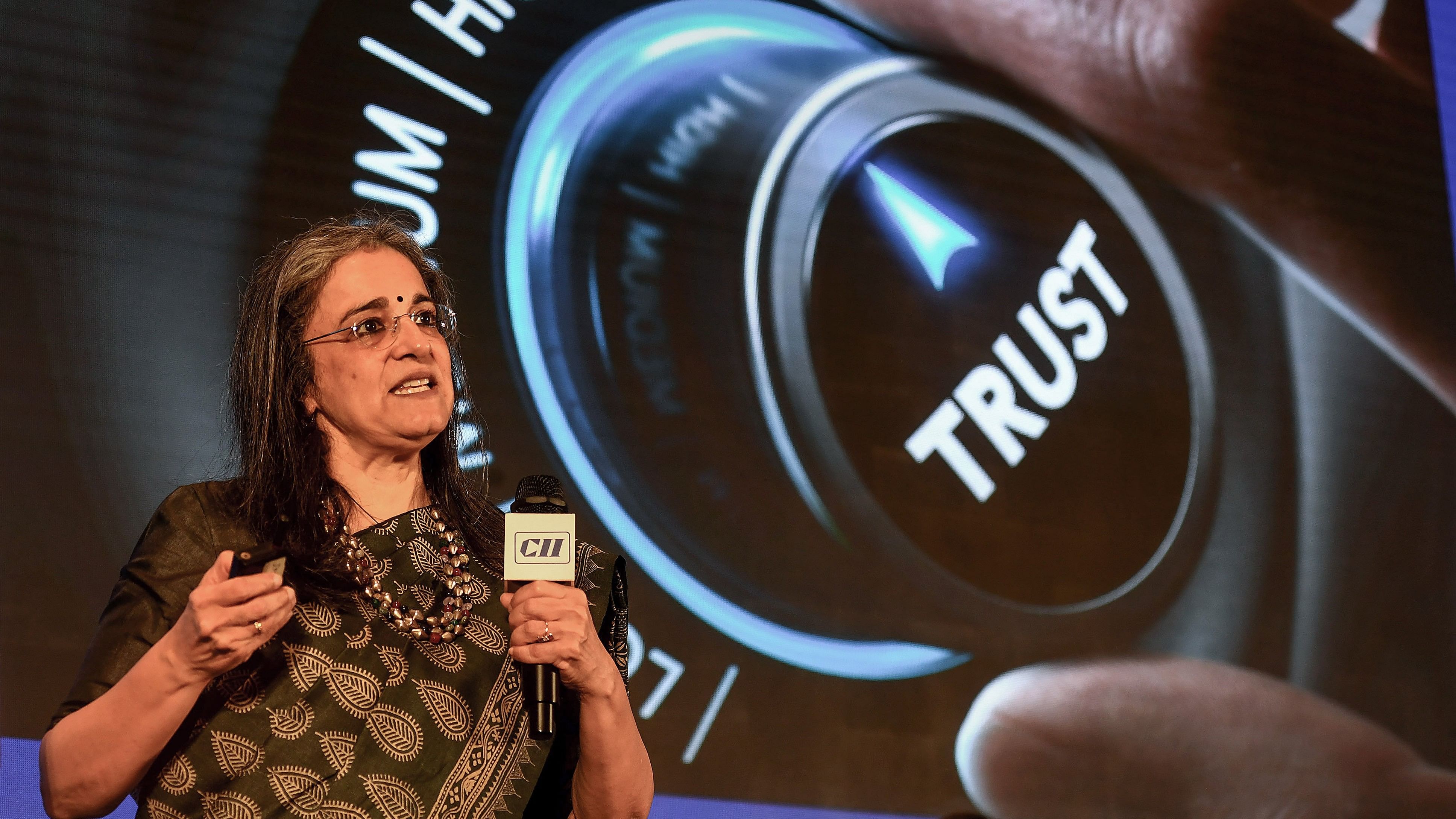 <div class="paragraphs"><p>Chairperson of the Securities and Exchange Board of India (SEBI) Madhabi Puri Buch speaks during CII's 17th Corporate Governance Summit, in Mumbai, Tuesday, April 2, 2024. </p></div>