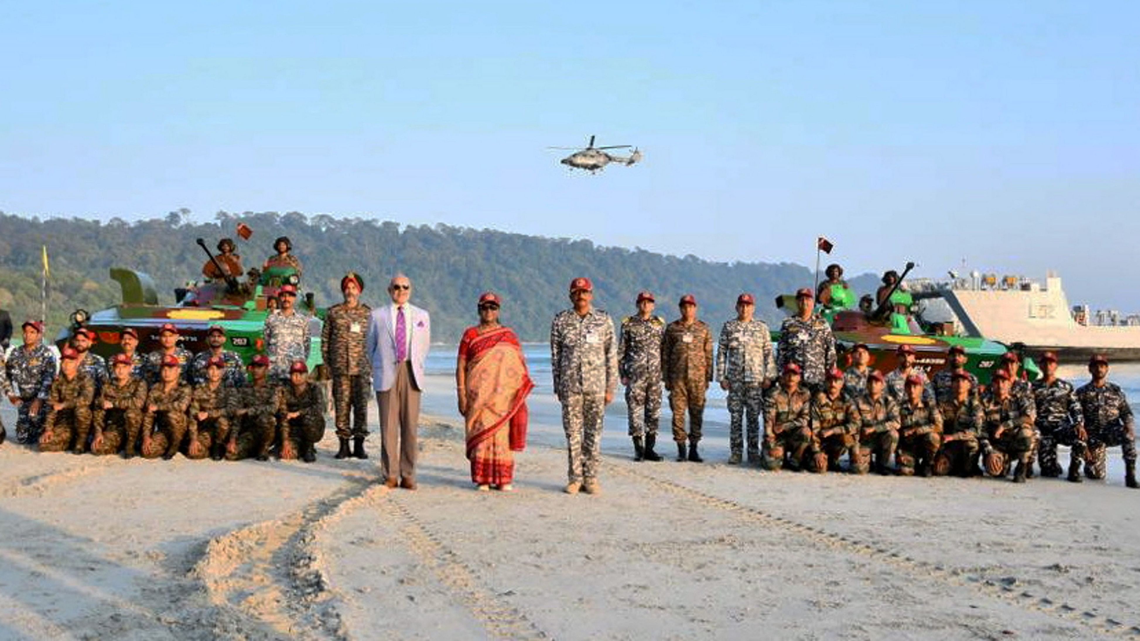 <div class="paragraphs"><p>  President Droupadi Murmu during a visit to witness an Operational Demonstration at Radhanagar beach, Swaraj Dweep Island, in Andaman and Nicobar Islands, Wednesday, Feb. 21, 2024. </p></div>