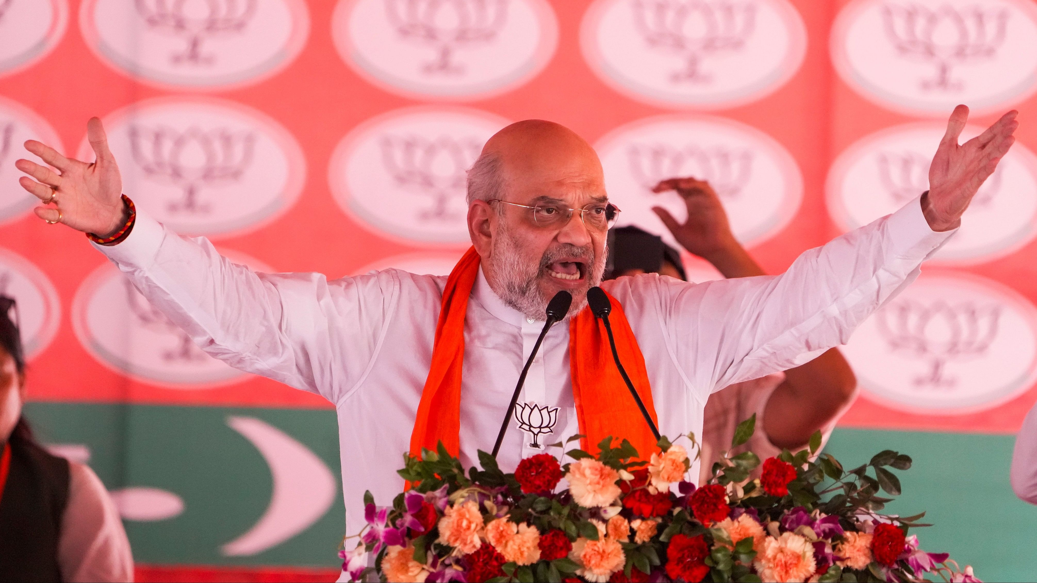 <div class="paragraphs"><p>File Photo: Union Home Minister Amit Shah addresses a public meeting for Lok Sabha elections, in Raebareli, Sunday, May 12, 2024.</p></div>