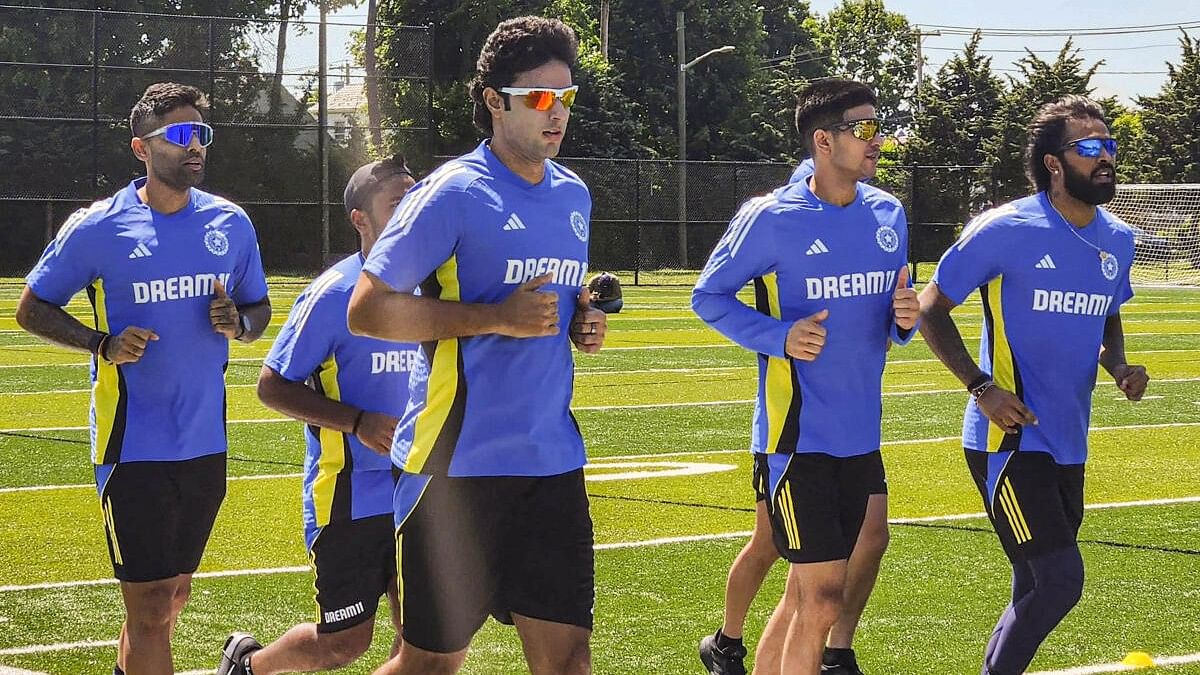 <div class="paragraphs"><p>Indian cricket team players during a training session for the T20 World Cup in New York.</p></div>