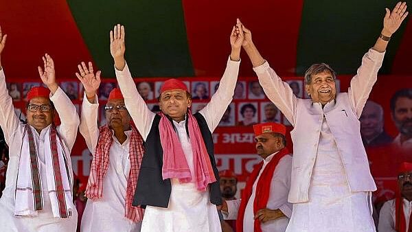 <div class="paragraphs"><p>Samajwadi Party chief Akhilesh Yadav during a public rally for Lok Sabha polls, in Basti, Monday, May 20, 2024.</p></div>