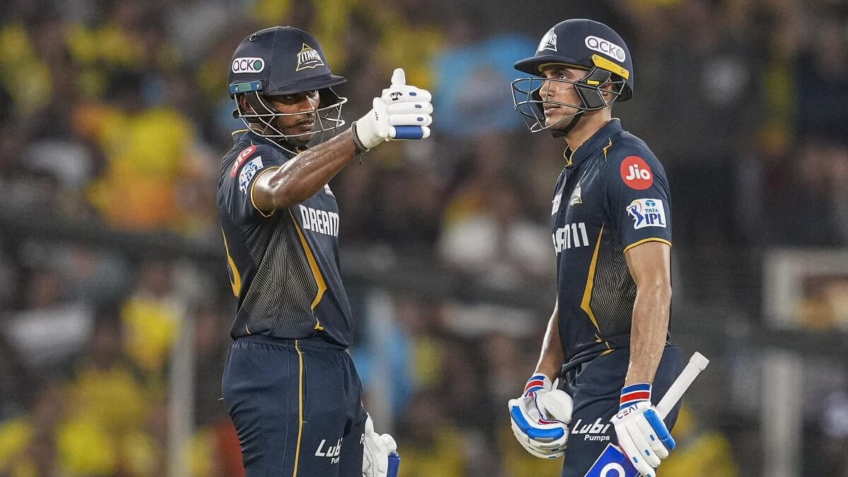 <div class="paragraphs"><p>Gujarat Titans' Sai Sudharsan with captain Shubman Gill during the match between GT and CSK.</p></div>