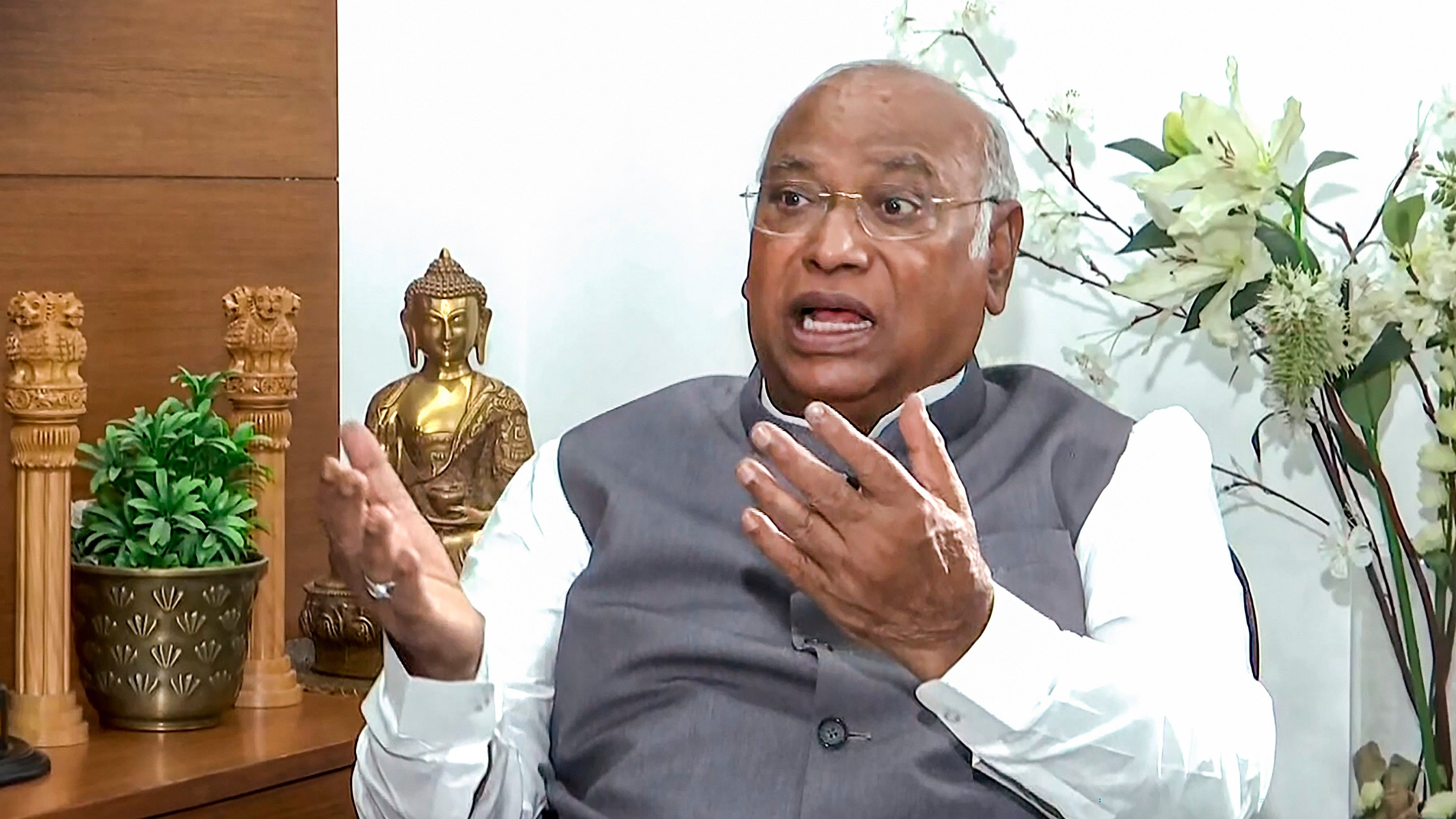 <div class="paragraphs"><p> Congress President Mallikarjun Kharge during an interview.</p></div>