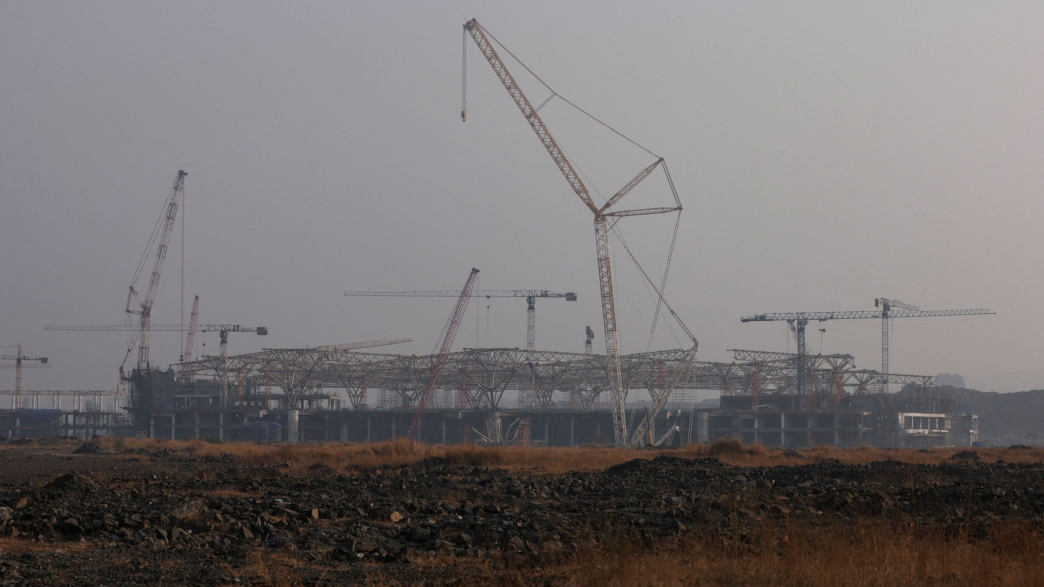 <div class="paragraphs"><p>A general view of the construction of the upcoming International Airport in Navi Mumbai, India.</p></div>