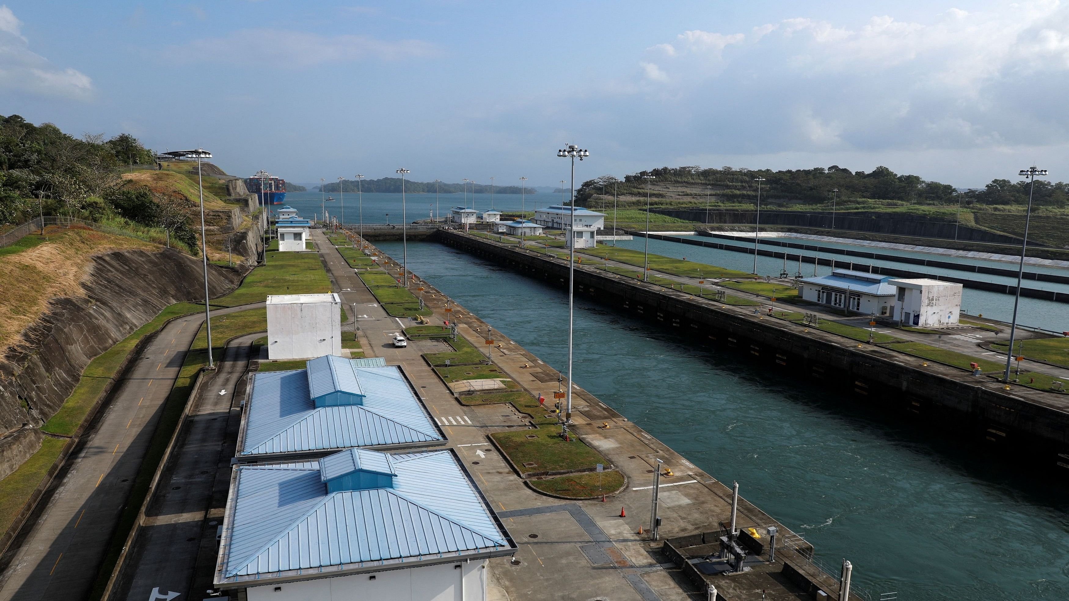 <div class="paragraphs"><p>A general view shows the Agua Clara Locks at the Panama Canal, on the outskirts of Panama City, Panama, April 11, 2024. </p></div>