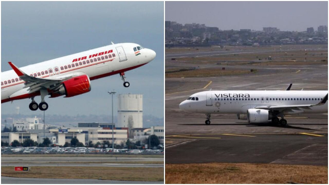 <div class="paragraphs"><p>An Air India aircraft (L); a Vistara aircraft.</p></div>