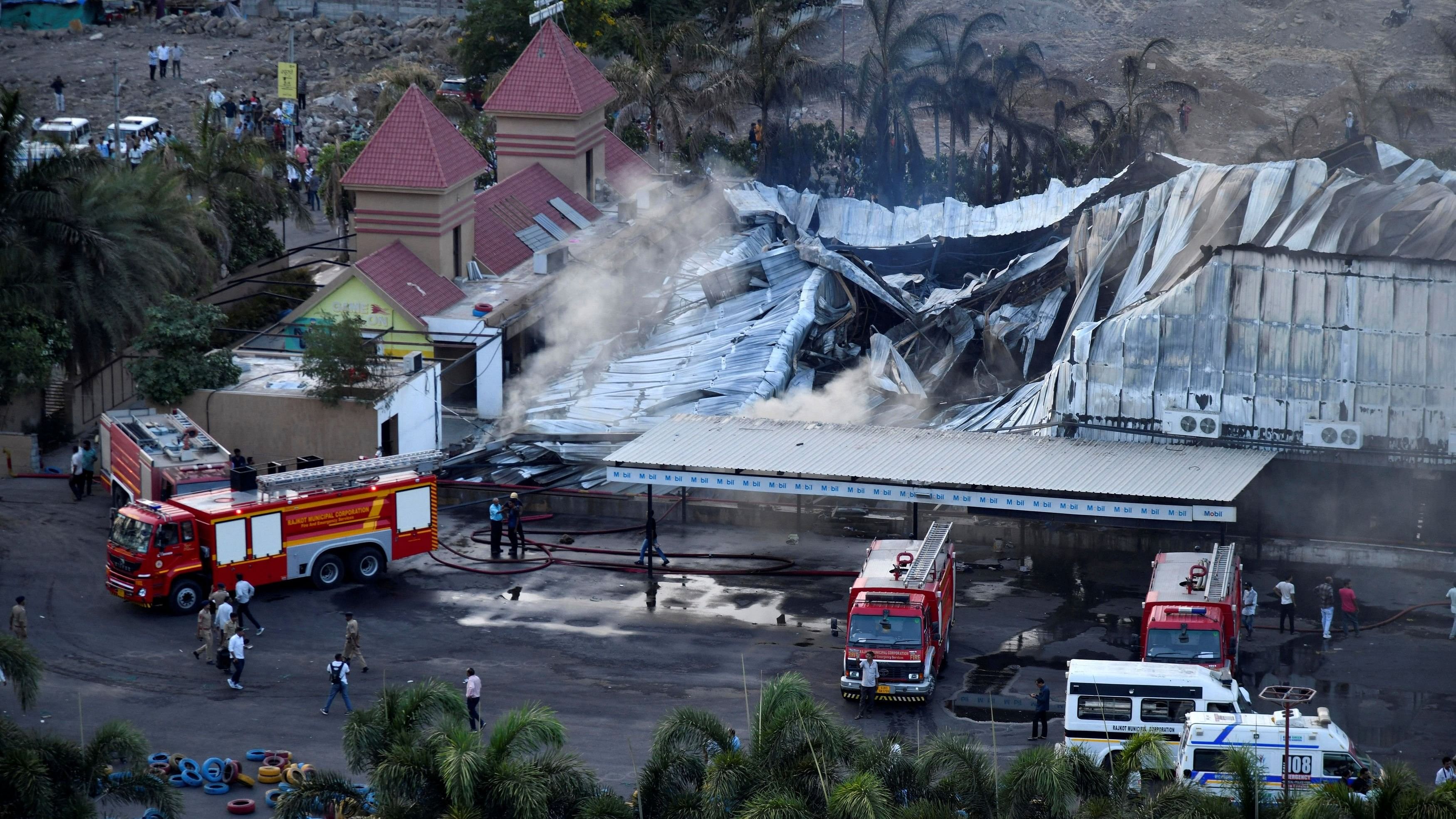 <div class="paragraphs"><p>A view of the burned gaming zone after a fire in Rajkot, Gujarat.</p></div>