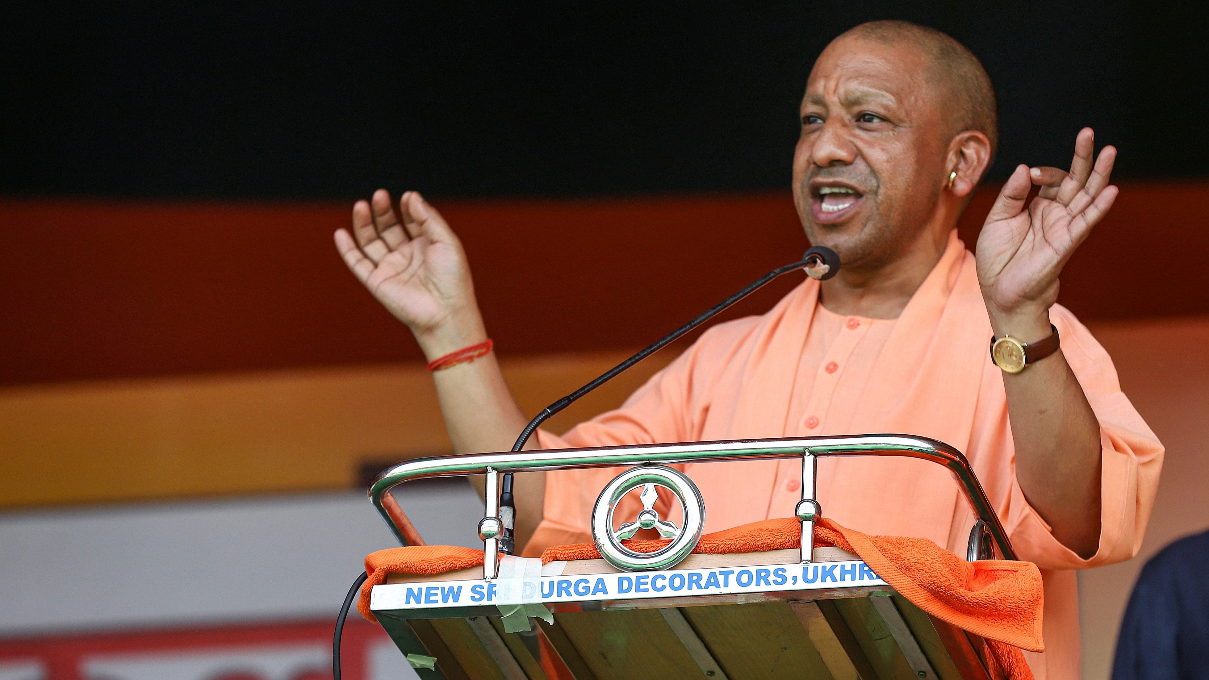 <div class="paragraphs"><p>Chief Minister Yogi Adityanath addresses a public meeting for Lok Sabha elections</p></div>