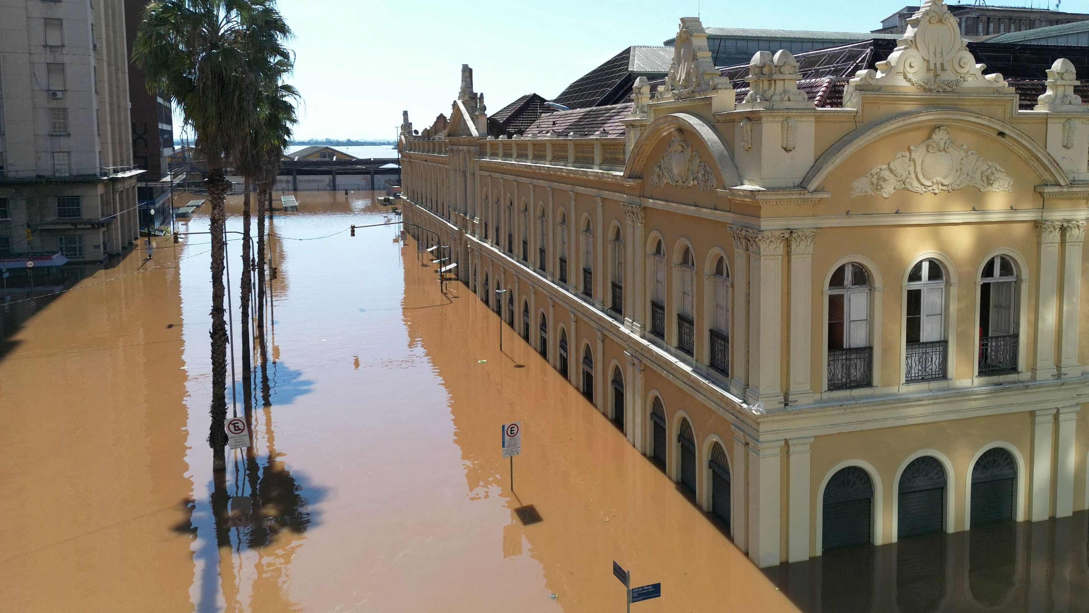 <div class="paragraphs"><p>A drone view of the flooded area around the historic market in Porto Alegre, Rio Grande do Sul, Brazil, May 7.</p></div>