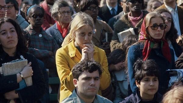 <div class="paragraphs"><p>People attend an anti-draft demonstration to protest the Vietnam War, in Central Park, New York City, US.</p></div>