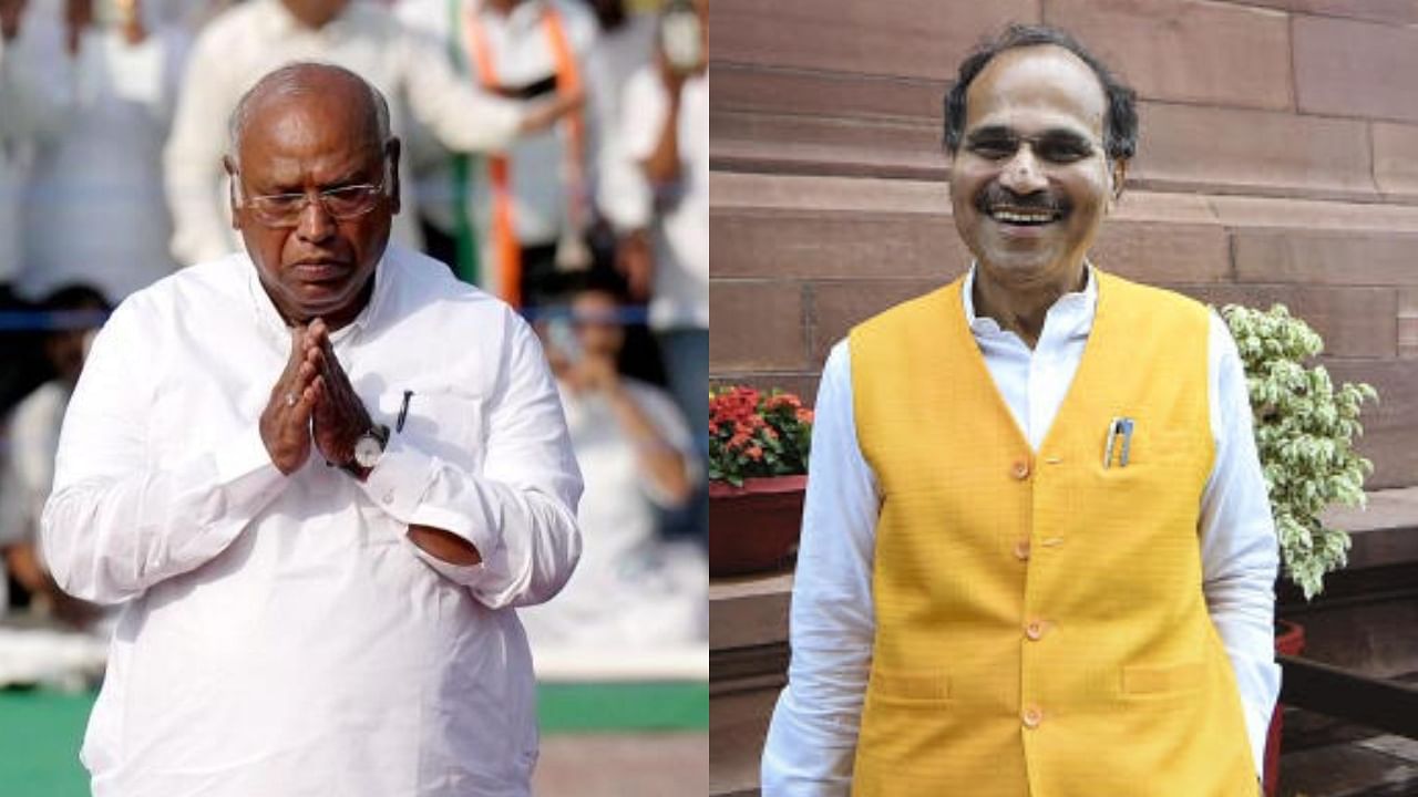 <div class="paragraphs"><p>Congress President Mallikarjun Kharge (L) and party leader Adhir Ranjan Chowdhury (R).</p></div>