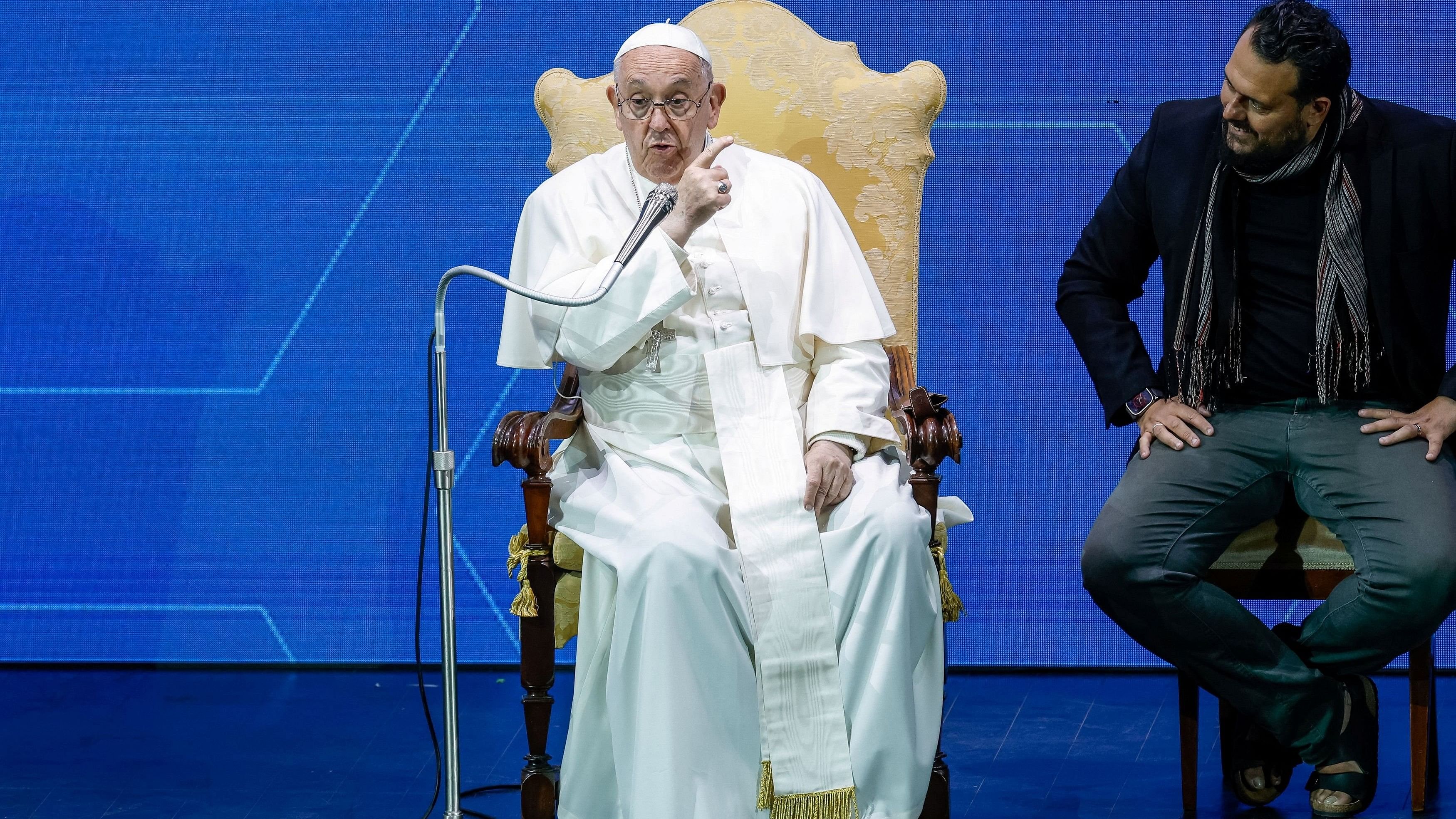 <div class="paragraphs"><p>Pope Francis speaks during the "The General State of the Birth Rate" conference on Italy's sliding birthrate, in Rome, Italy, May 10, 2024. </p></div>