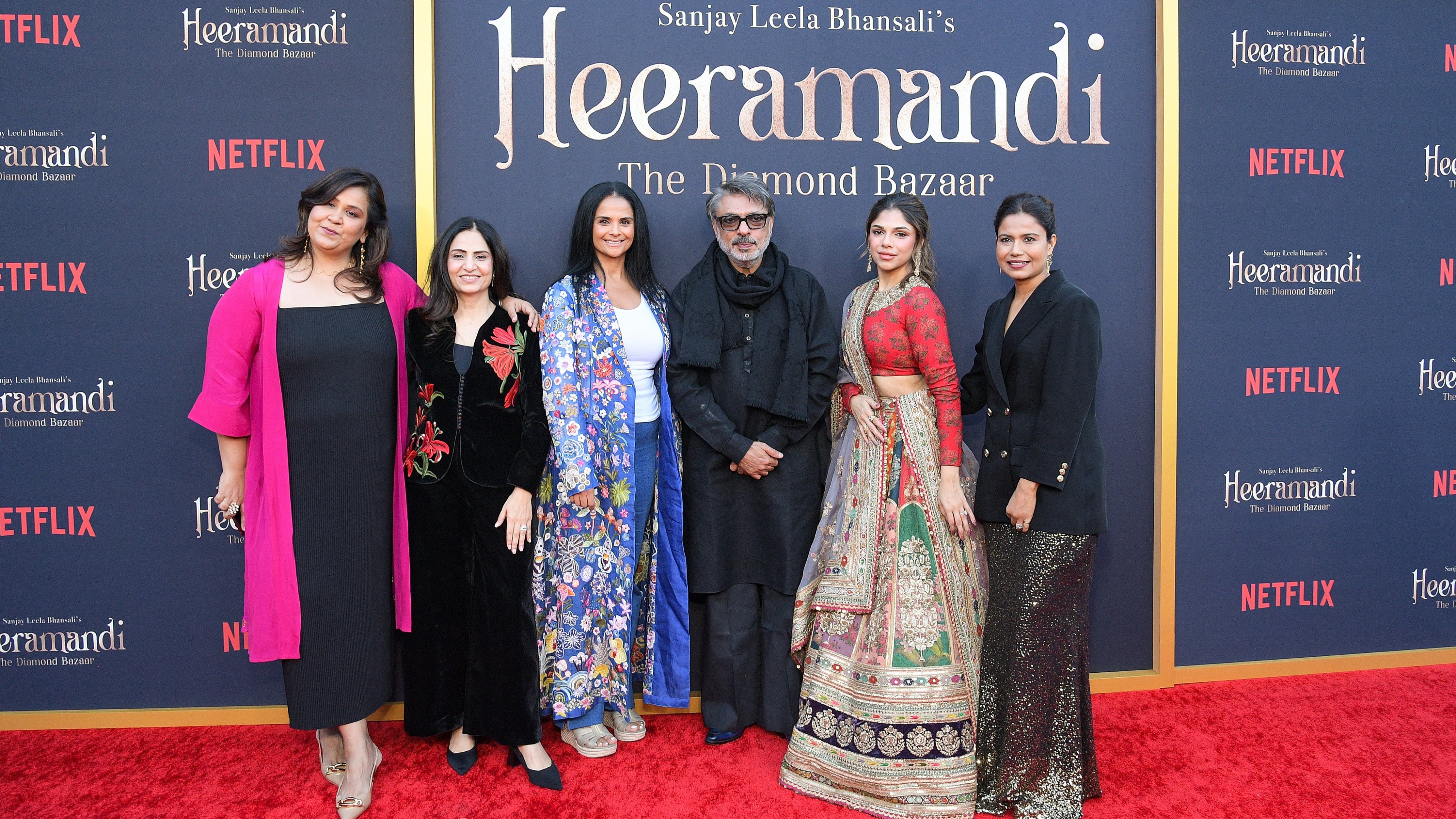 <div class="paragraphs"><p>Sanjay Leela Bhansali poses with guests at the special screening of&nbsp;<em>Heeramandi: The Diamond Bazaar </em>at the Egyptian Theatre Hollywood in LA<em>.</em>&nbsp;</p></div>