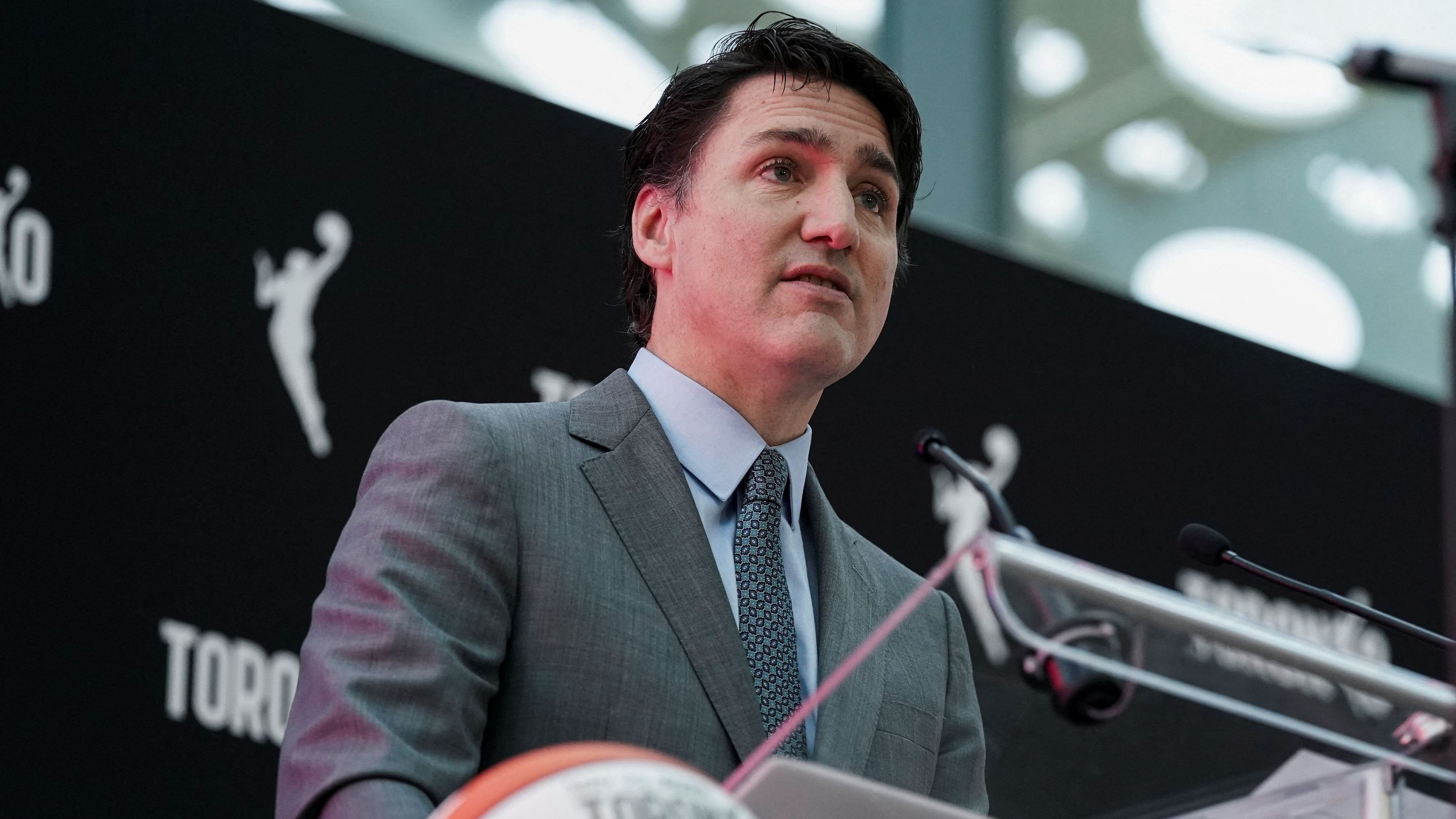 <div class="paragraphs"><p>Canada’s Prime Minister Justin Trudeau attends a press conference announcing the expansion of the WNBA into Canada, in Toronto, Ontario.&nbsp;</p></div>