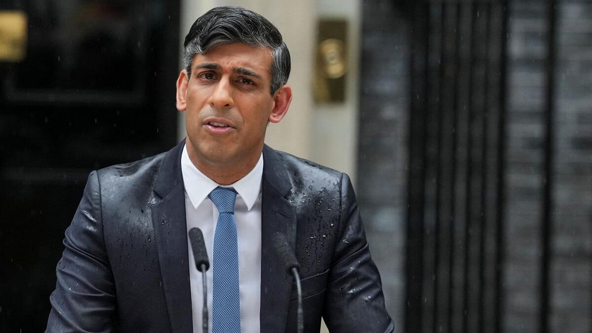 <div class="paragraphs"><p>British Prime Minister Rishi Sunak delivers a speech calling for a general election in London on May 22.</p></div>