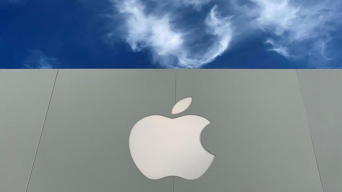 <div class="paragraphs"><p>The Apple logo is shown atop an Apple store at a shopping mall in California in US.&nbsp;</p></div>