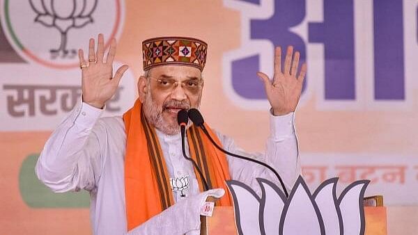 <div class="paragraphs"><p>Union Home Minsiter and senior BJP leader Amit Shah addresses a public rally for Lok Sabha polls, in Dharamshala, Saturday.</p></div>