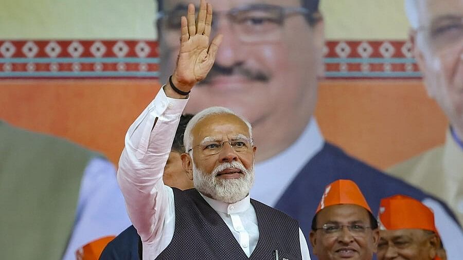 <div class="paragraphs"><p>Prime Minister Narendra Modi during a public meeting for Lok Sabha polls, in Sabarkantha, Gujarat, Wednesday, May 1, 2024.</p></div>