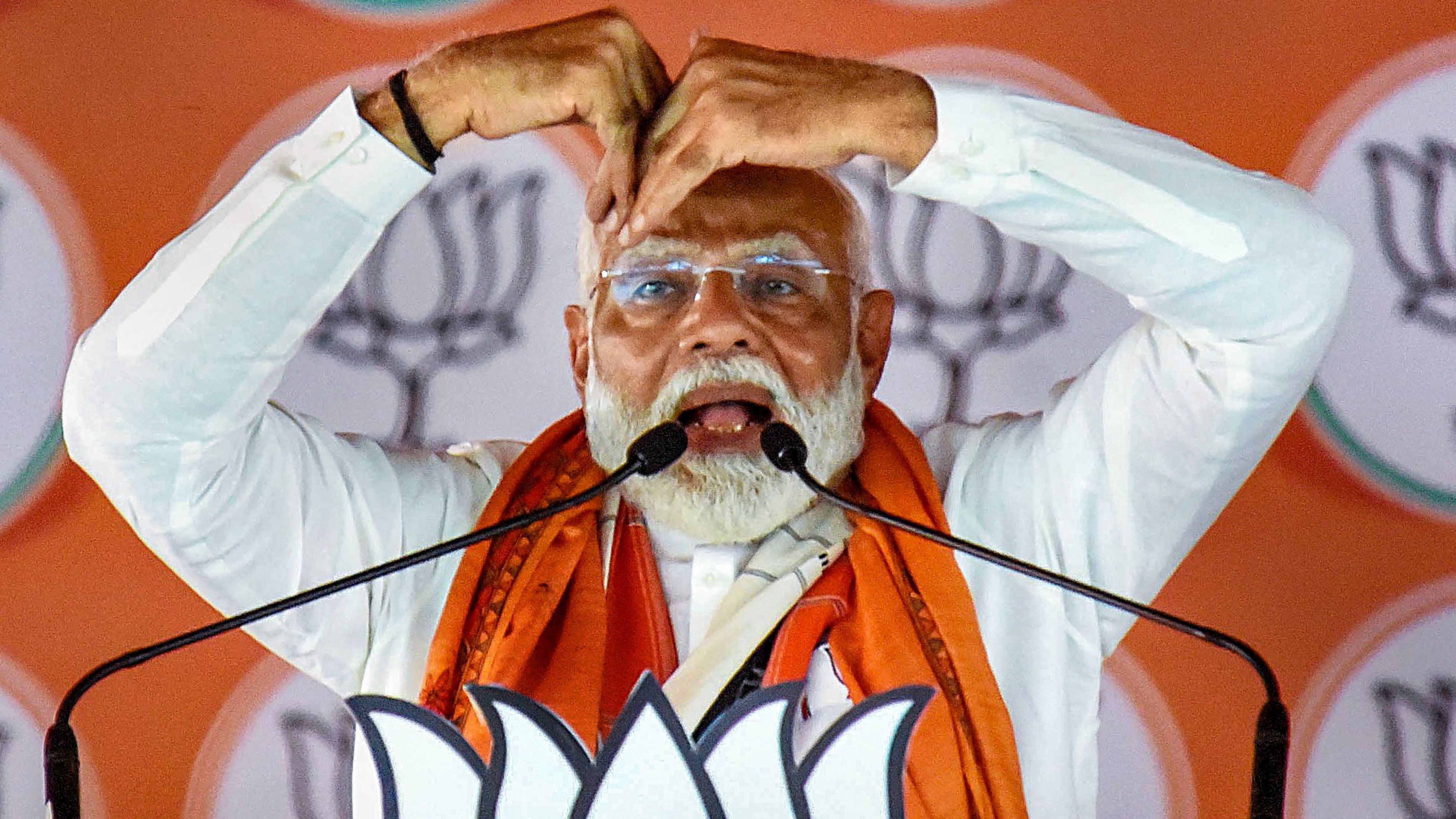 <div class="paragraphs"><p>Prime Minister Narendra Modi addresses a public meeting for Lok Sabha elections, in Patna district, on Saturday.</p></div>