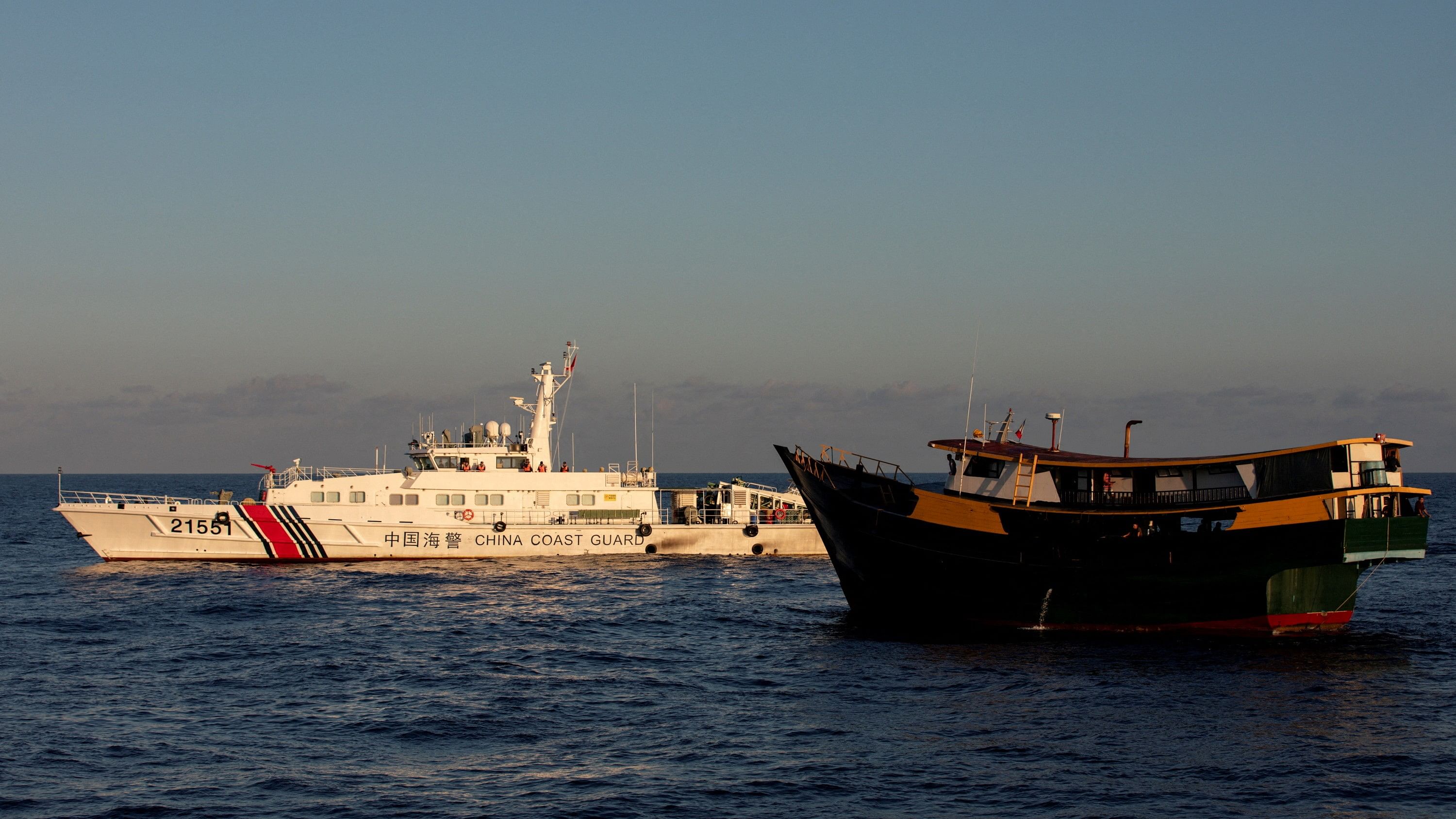 <div class="paragraphs"><p>A Chinese Coast Guard vessel seen blocking a Philippine supply vessel, May 4, 2024.</p></div>