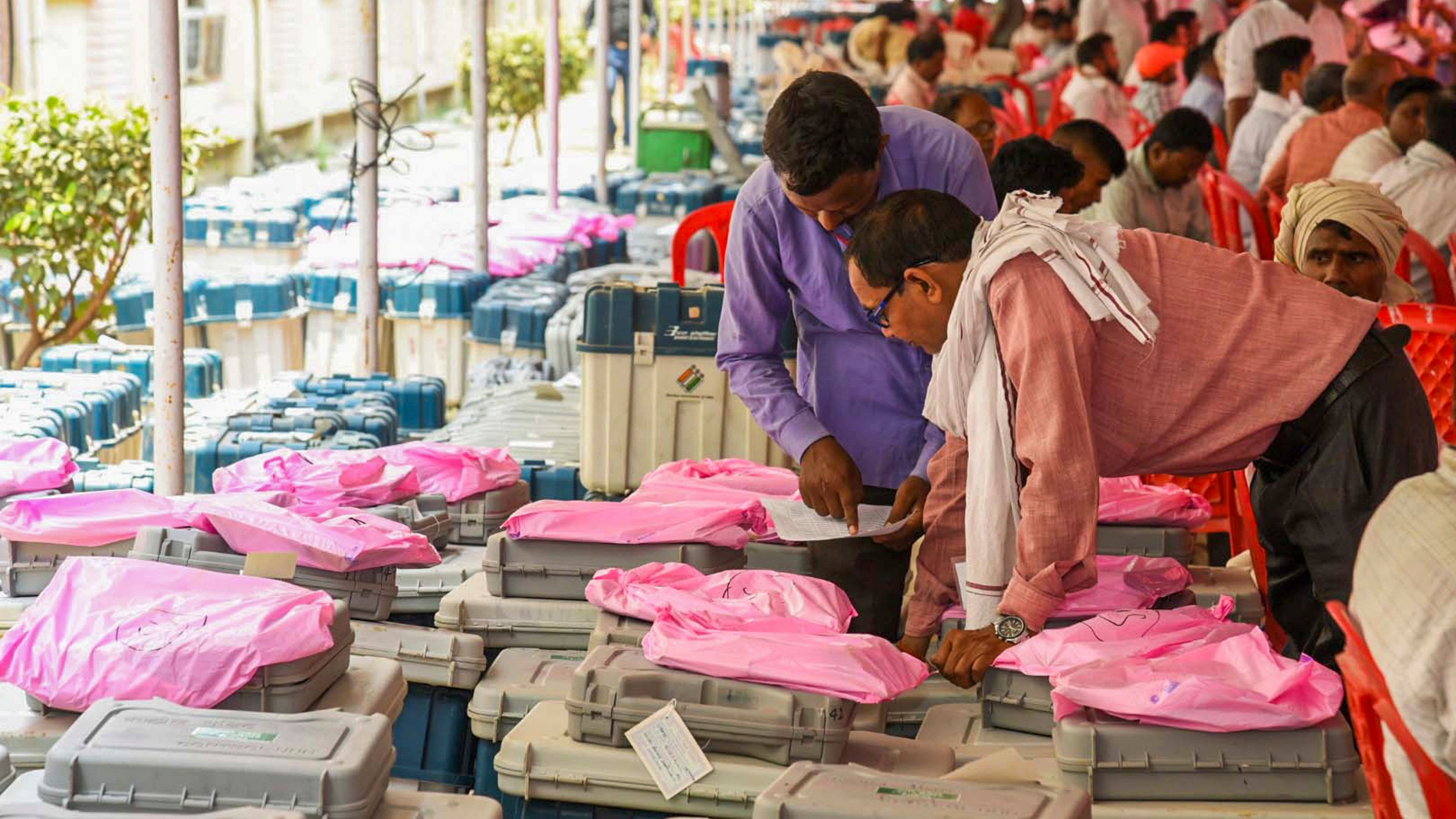 <div class="paragraphs"><p>Representative Image: Polling officials organize the Electronic Voting Machines (EVM) and other election material.</p></div>