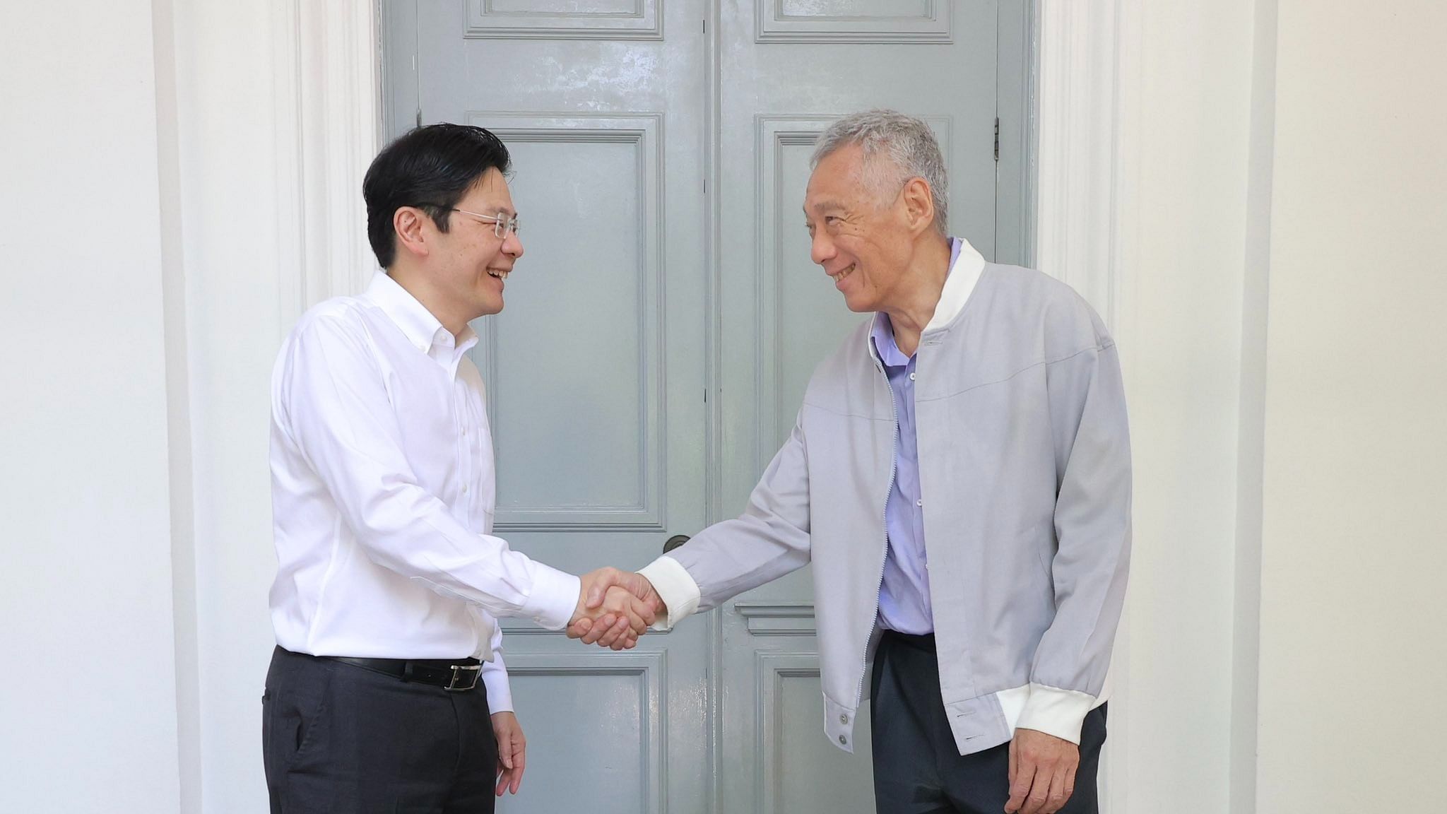 <div class="paragraphs"><p>Current Prime Minister Lee Hsien Loong with&nbsp;Lawrence Wong.</p></div>