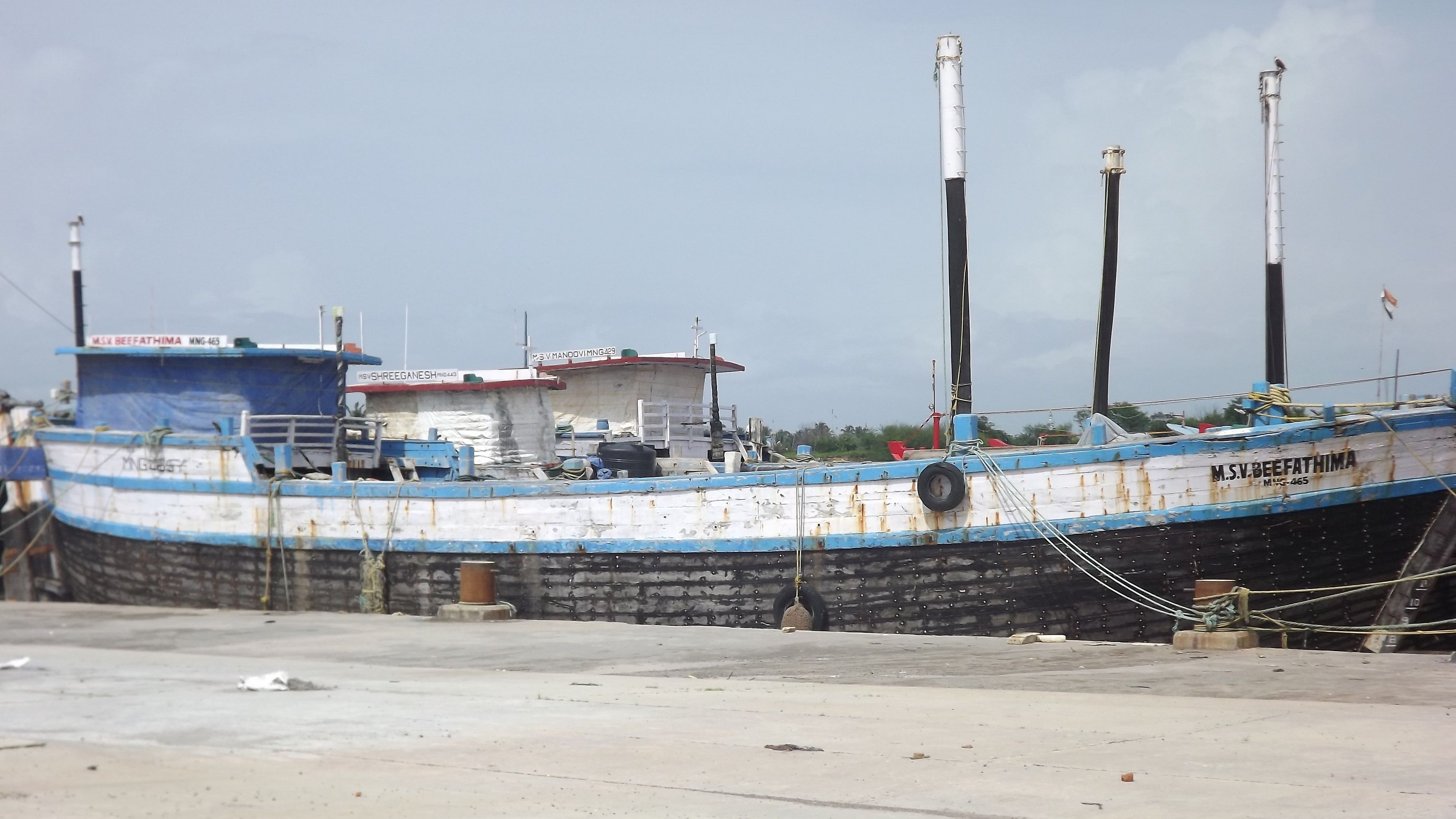 A cargo boat at the Old Mangalore Port.