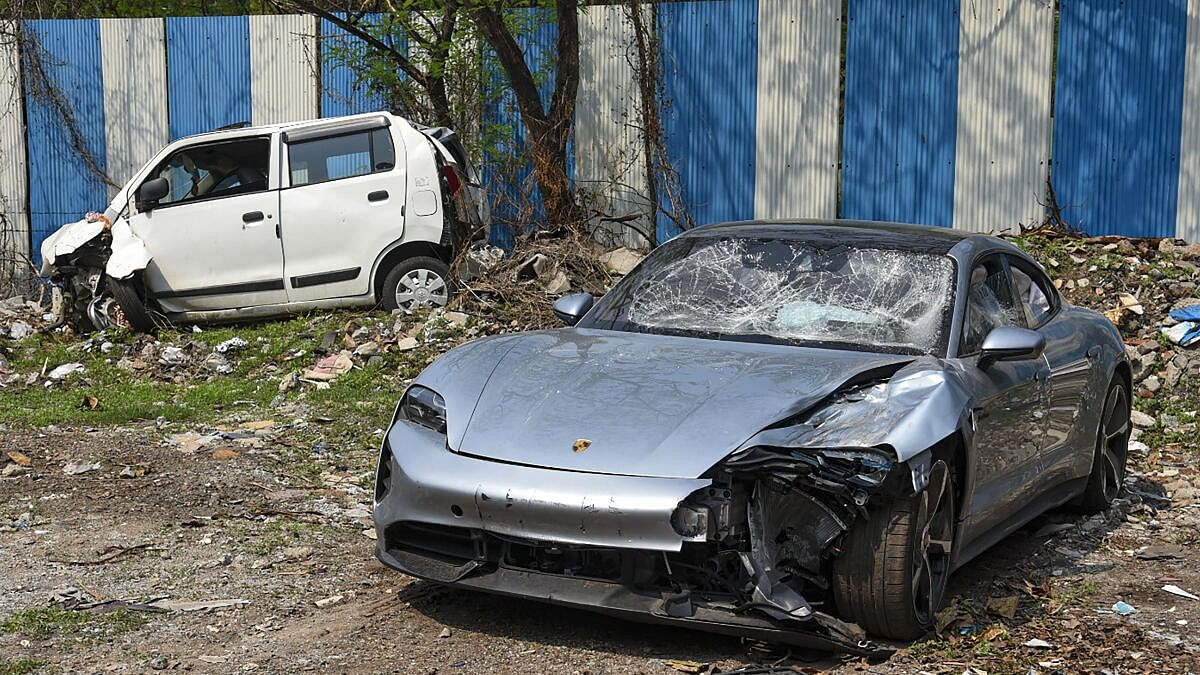 <div class="paragraphs"><p>The Porsche car found without number plate, in Pune, Tuesday, May 21, 2024. The car was allegedly driven by a 17-year-old boy who knocked down two motorbike riders on Sunday, causing their death in Kalyani Nagar of Pune city, as the police claim. </p></div>