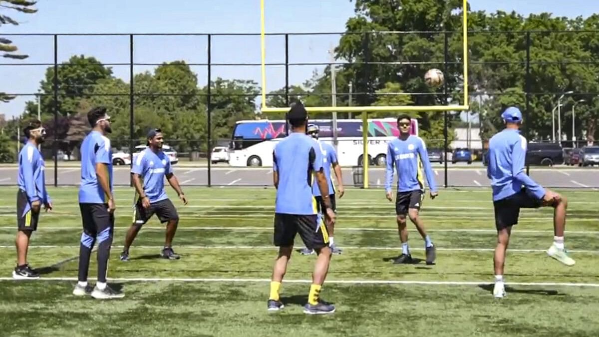 <div class="paragraphs"><p>Indian cricket team players during a training session for the T20 World Cup in New York.</p></div>