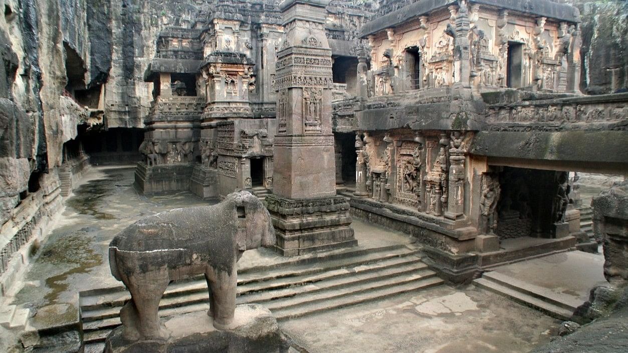 <div class="paragraphs"><p> Inside the Ellora Caves in Aurangabad. </p></div>