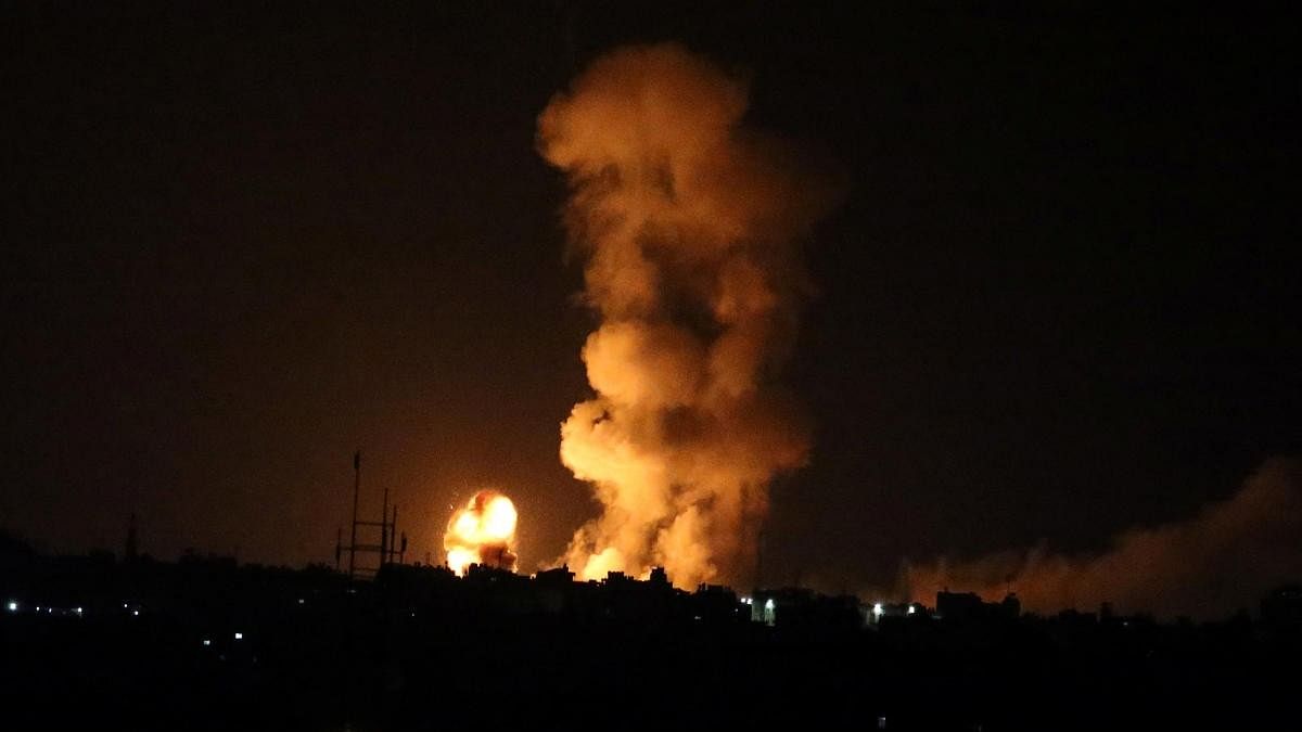 <div class="paragraphs"><p>An explosion is seen following an Israeli air strike in the southern Gaza Strip.</p></div>