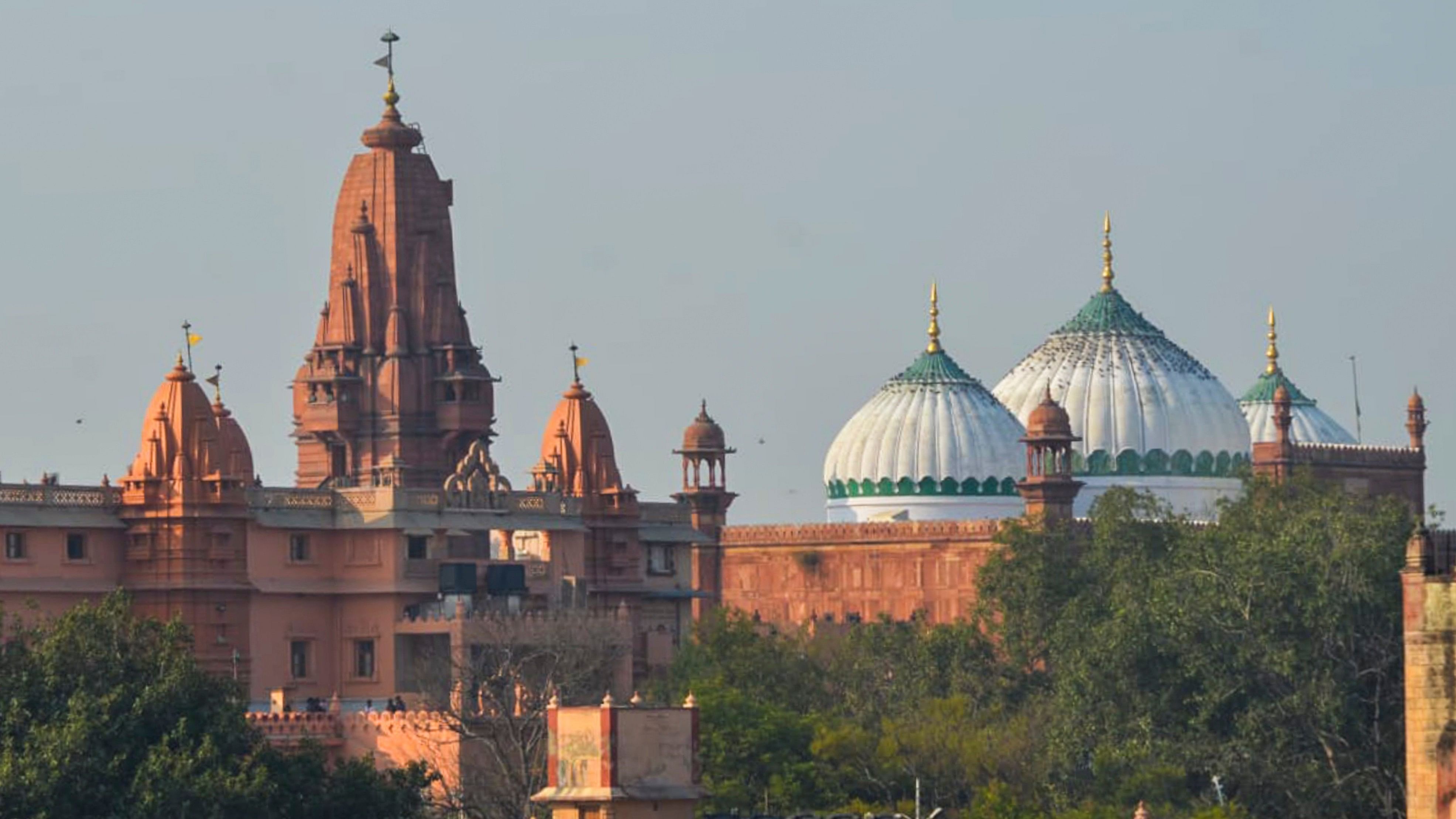 <div class="paragraphs"><p>Shahi Idgah mosque and Shri Krishna Janmabhoomi Temple, in Mathura, Friday.</p></div>