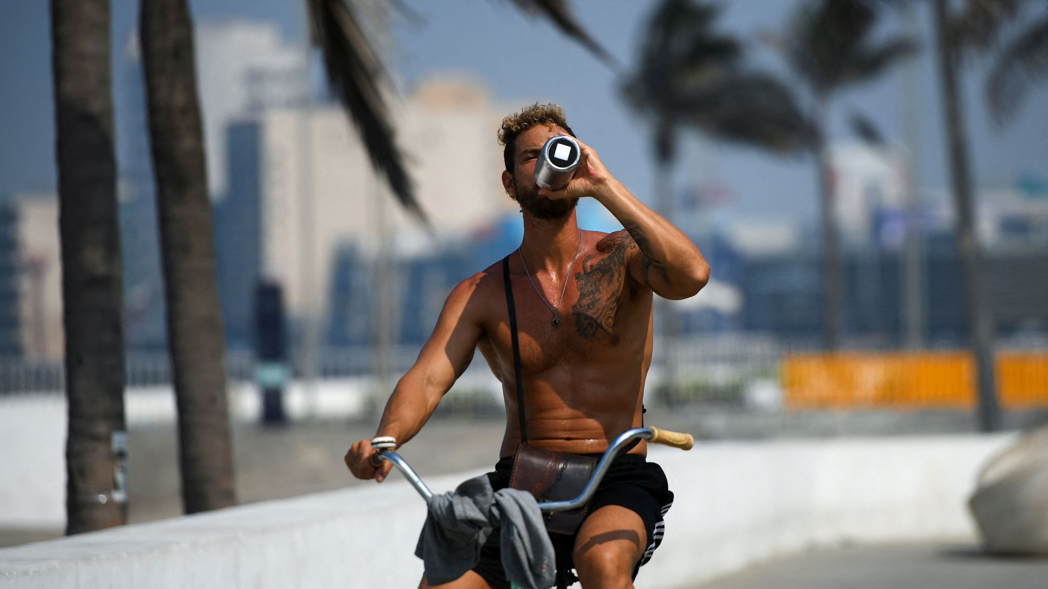 <div class="paragraphs"><p>A man on a bicycle drinks water on a hot spring day amid a nationwide drought and heat waves that have sent temperatures soaring across much of the country, in Veracruz, Mexico.</p></div>