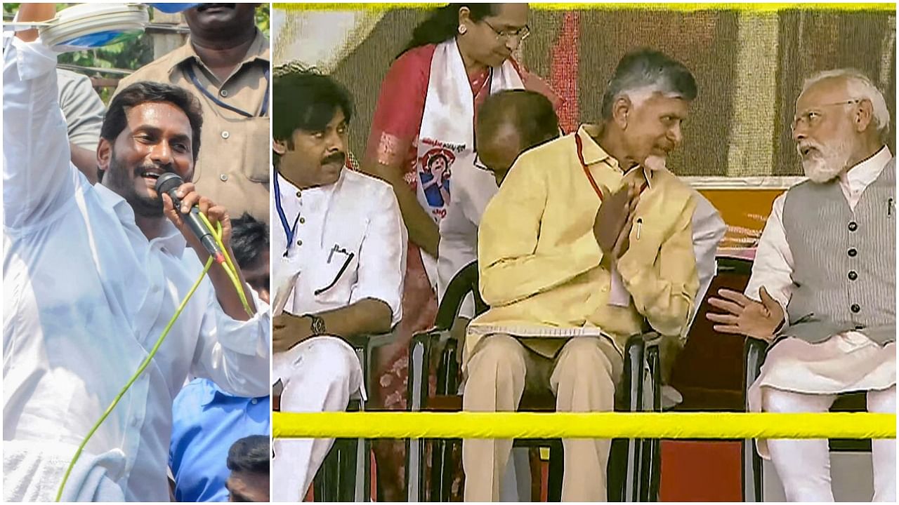 <div class="paragraphs"><p>YS Jaganmohan Reddy(L) and PM Modi with TDP chief N Chandrababu Naidu and Janasena chief Pawan Kalyan.&nbsp;</p></div>