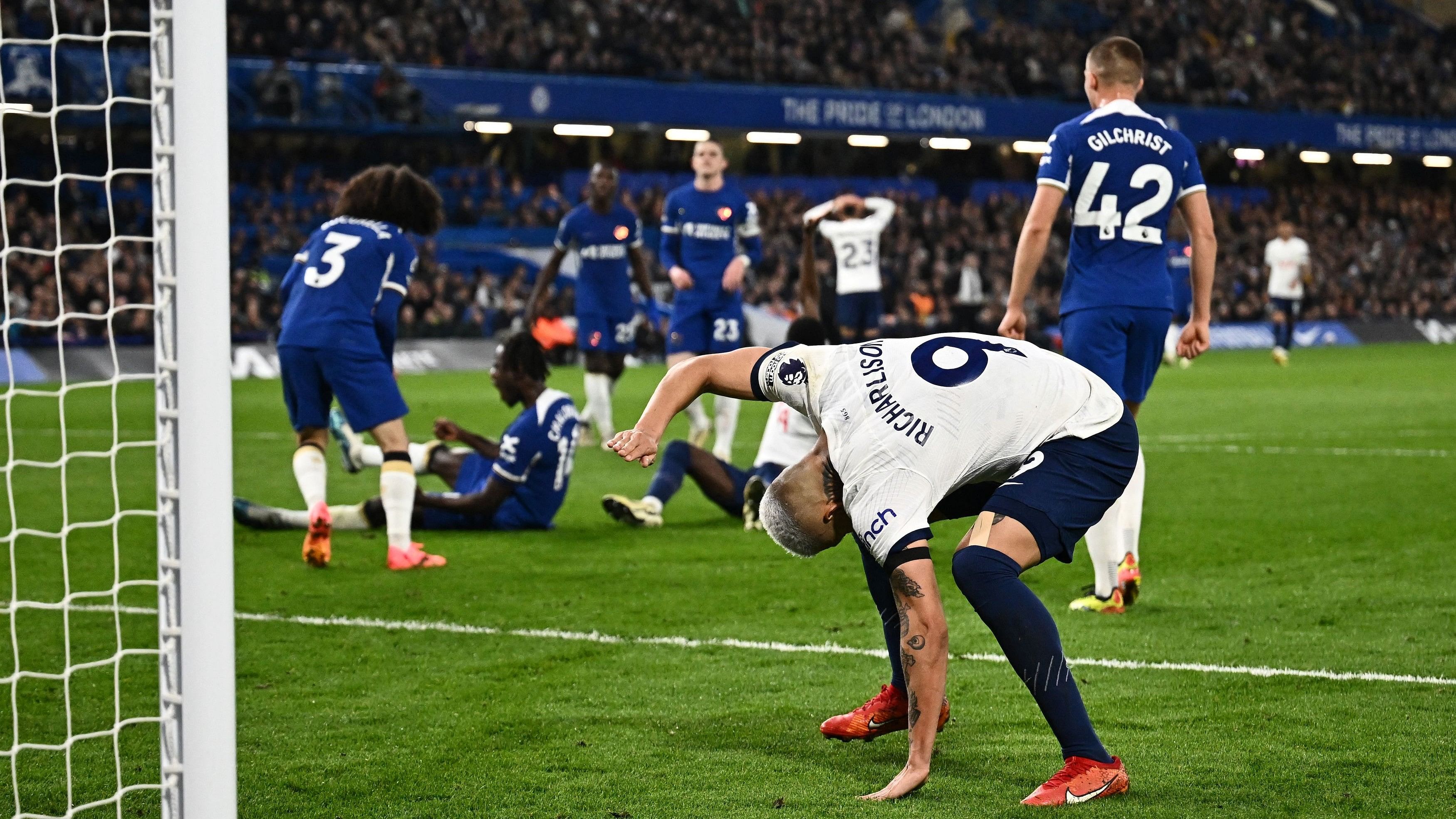 <div class="paragraphs"><p>Spurs player Richarlison reacts after a missed chance.</p></div>