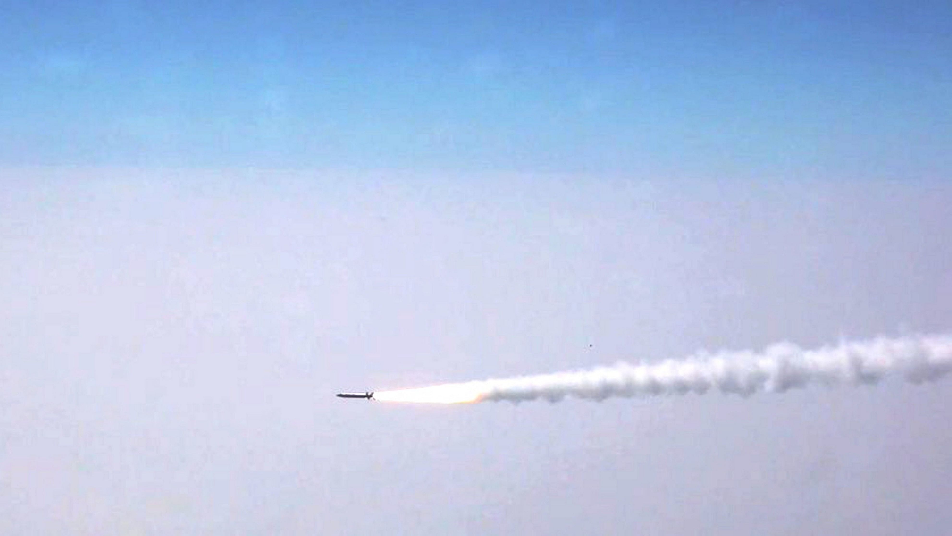 <div class="paragraphs"><p> The RudraM-II Air-to-Surface missile being successfully flight tested by Defence Research and Development Organisation (DRDO), from Su-30 MK-I platform of Indian Air Force (IAF), off the coast of Odisha. </p></div>