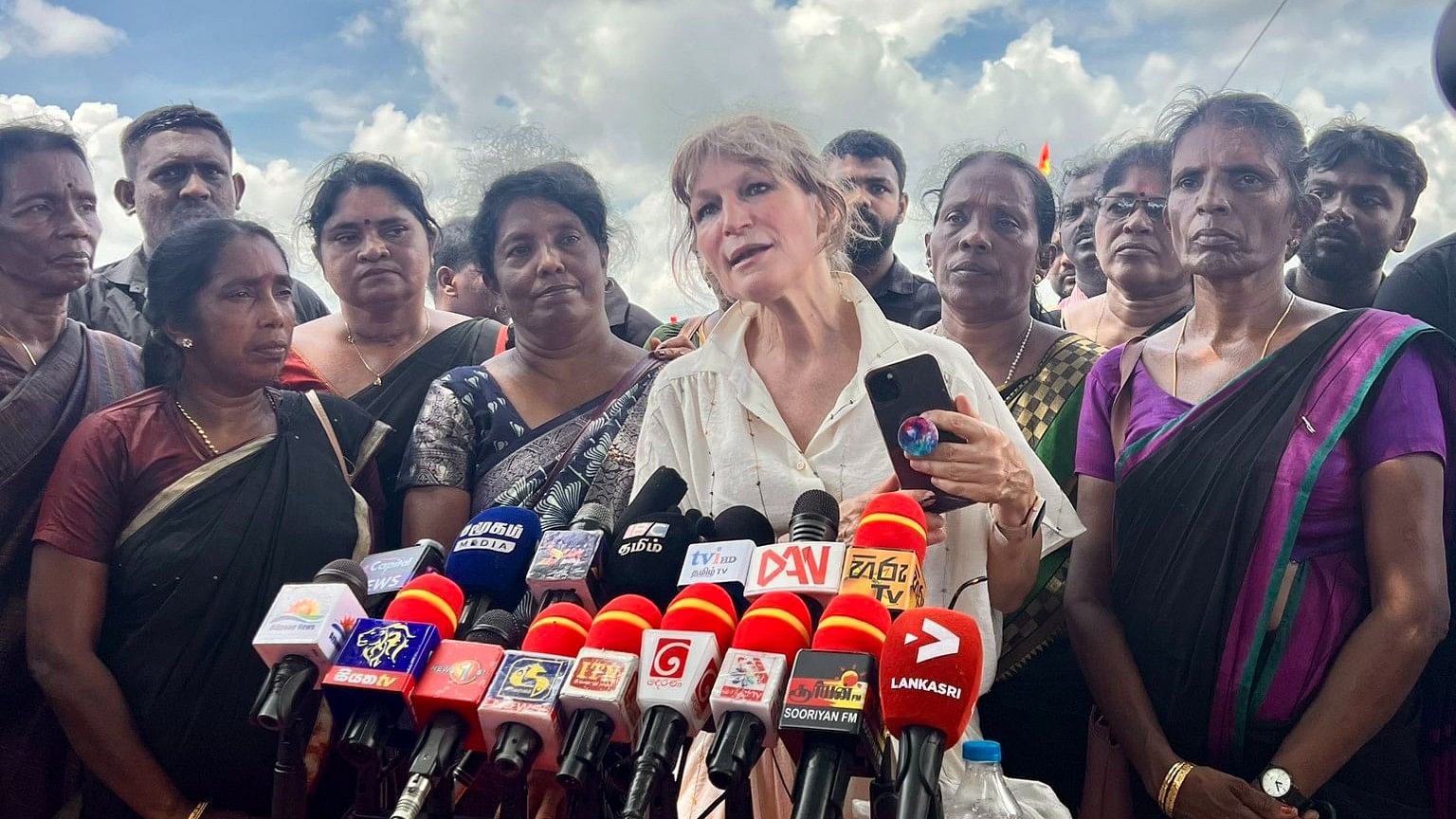 <div class="paragraphs"><p>Agnes Callamard, Secretary General of Amnesty International, addressing media in Mullivaikkal, Sri Lanka.</p></div>