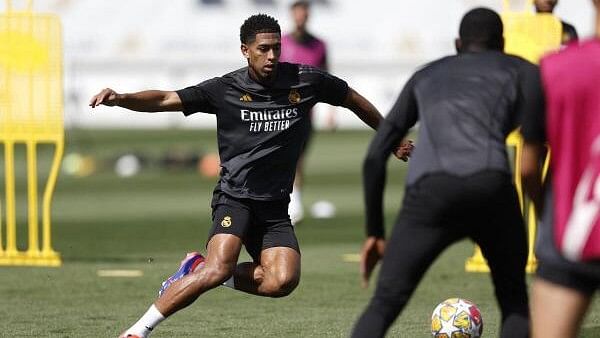 <div class="paragraphs"><p>Real Madrid's Jude Bellingham during training.</p></div>