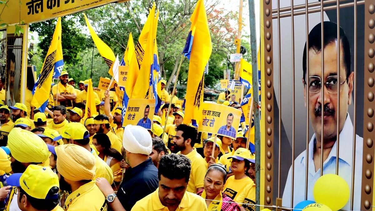 <div class="paragraphs"><p>AAP supporters during their 'Walk for Kejriwal' walkathon, in New Delhi.</p></div>