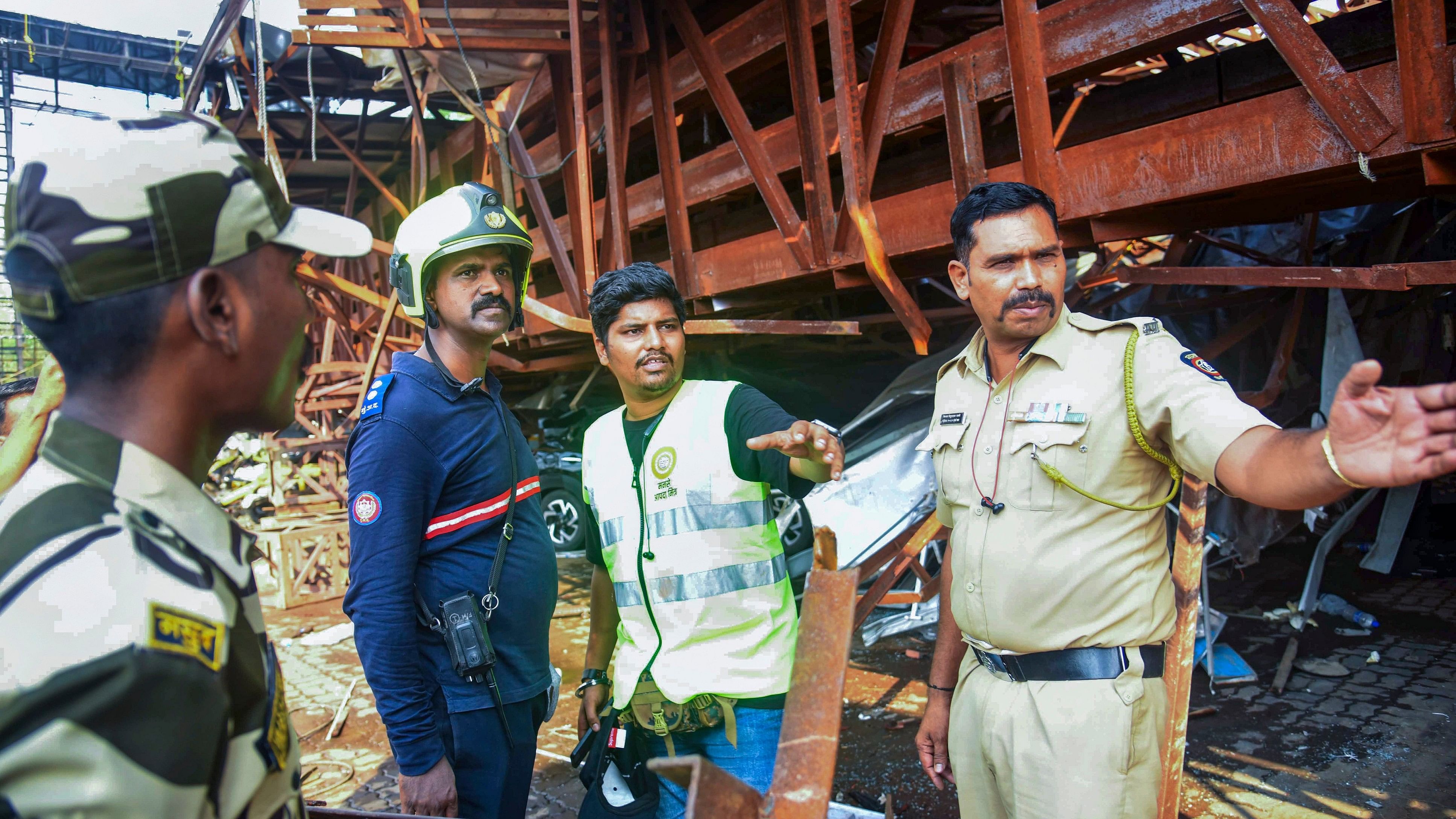 <div class="paragraphs"><p>Rescue and relief work underway near the site of the hoarding collapse at Ghatkopar, in Mumbai.</p></div>