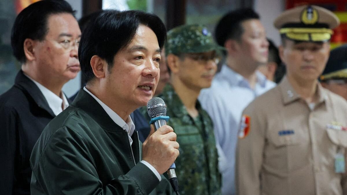 <div class="paragraphs"><p>Taiwan President Lai Ching-te makes a speech during his visit to a military camp in Taoyuan.</p></div>