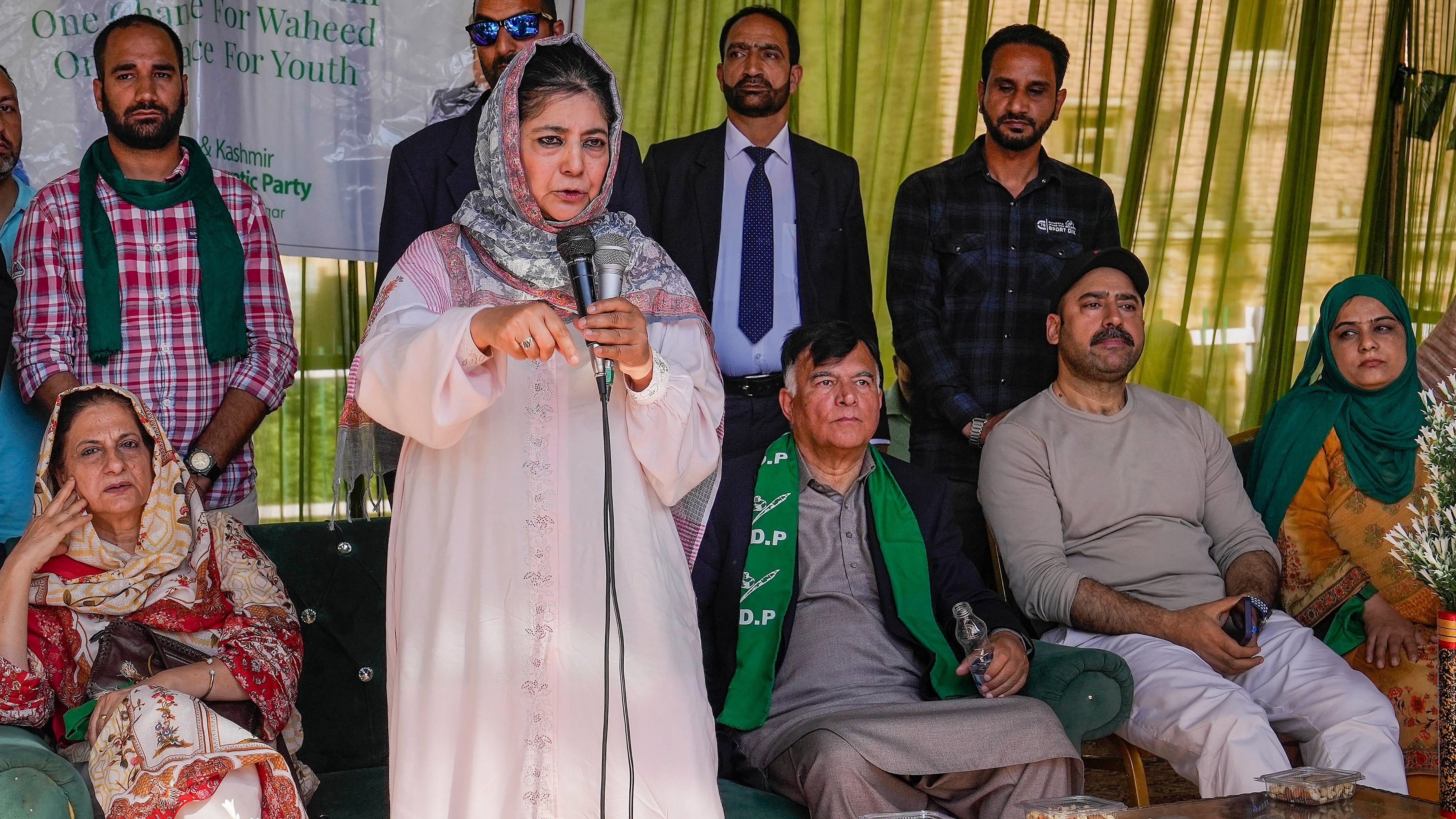 <div class="paragraphs"><p>PDP President and party candidate Mehbooba Mufti addresses an election rally for Lok Sabha elections, in Srinagar.&nbsp;</p></div>