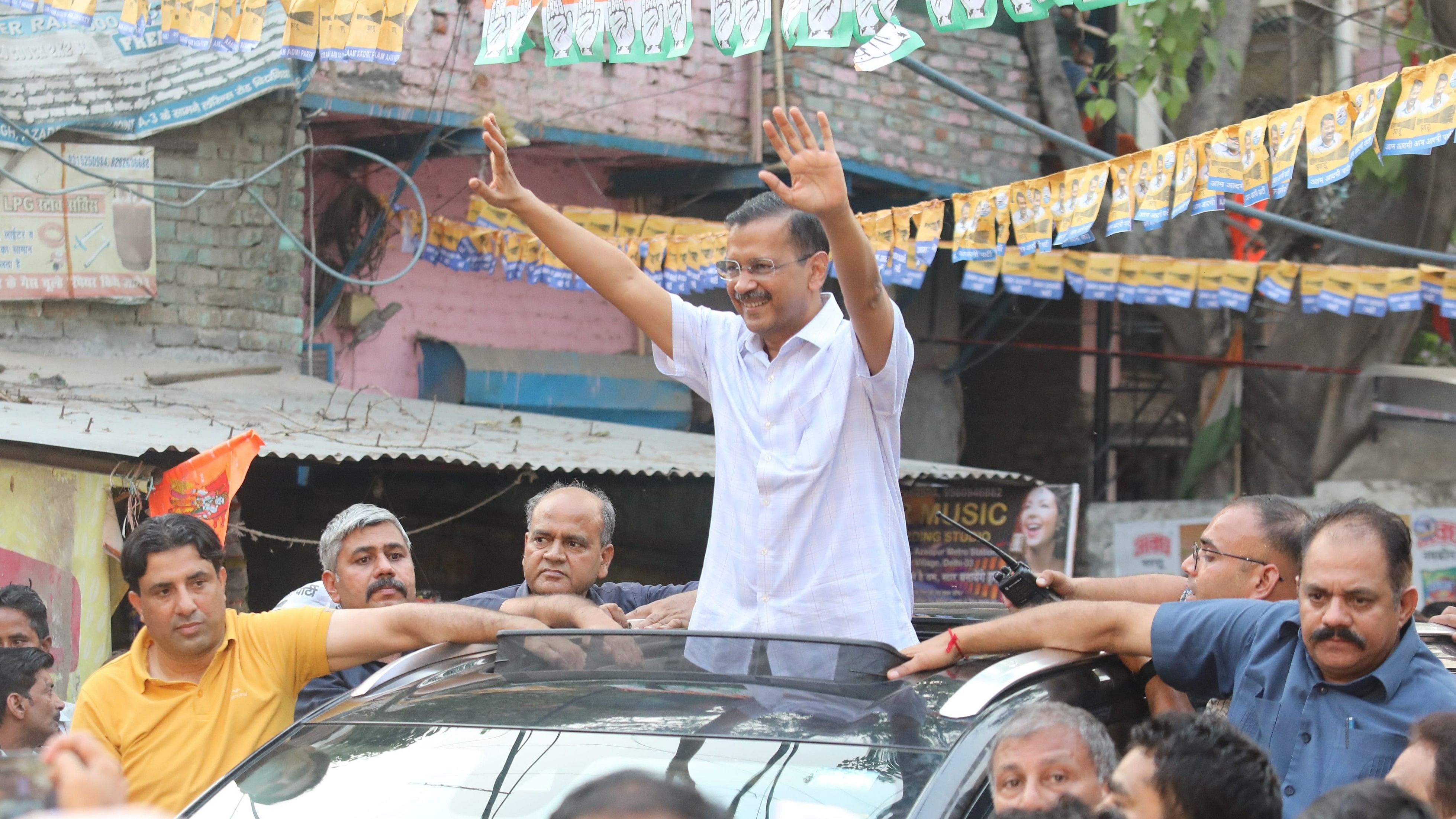 <div class="paragraphs"><p>New Delhi: Delhi Chief Minister Arvind Kejriwal during a roadshow for Lok Sabha polls, in New Delhi, Wednesday, May 15, 2024.</p></div>