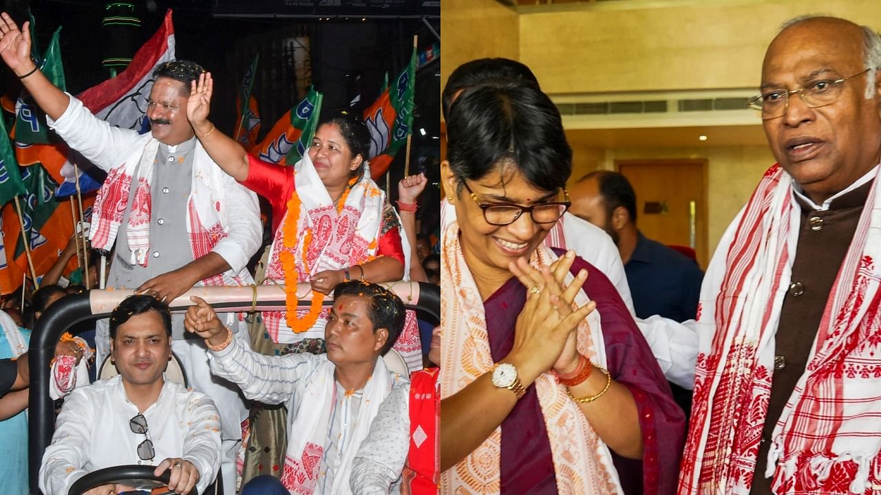 <div class="paragraphs"><p>BJP's Bijuli Kalita Medhi (L) and Congress candidate Mira Borthakur Goswami.</p></div>