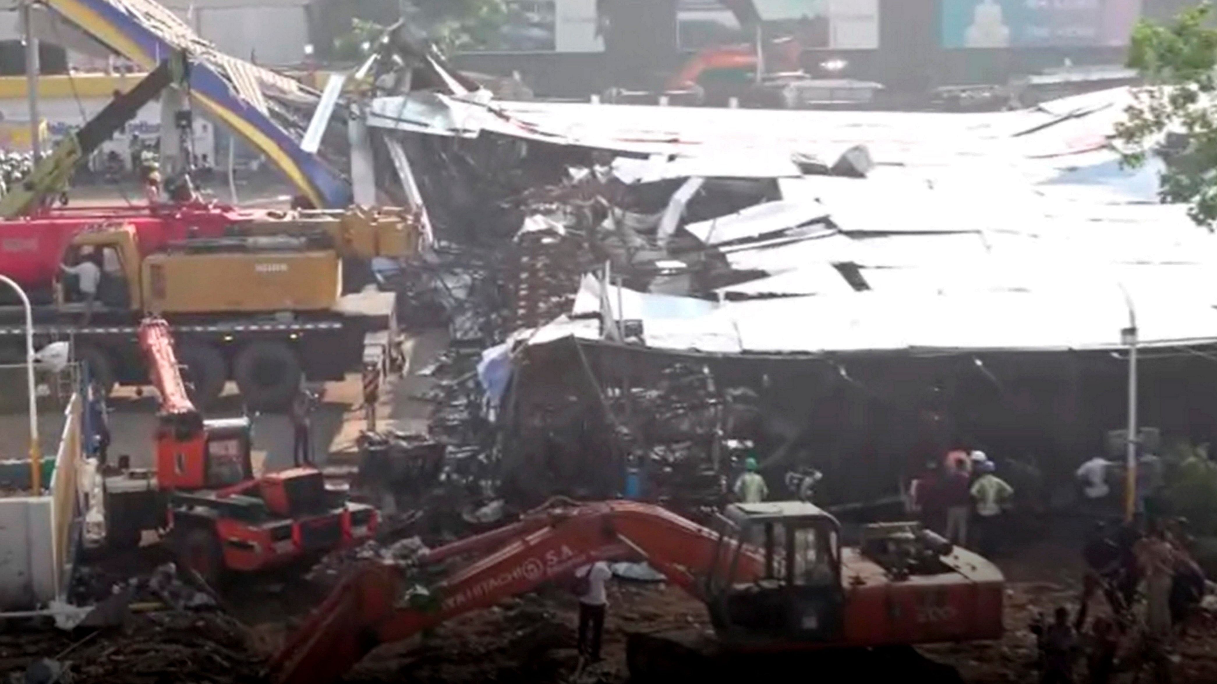 <div class="paragraphs"><p>Rescue and relief work underway near the site of the hoarding collapse at Ghatkopar, in Mumbai.</p></div>