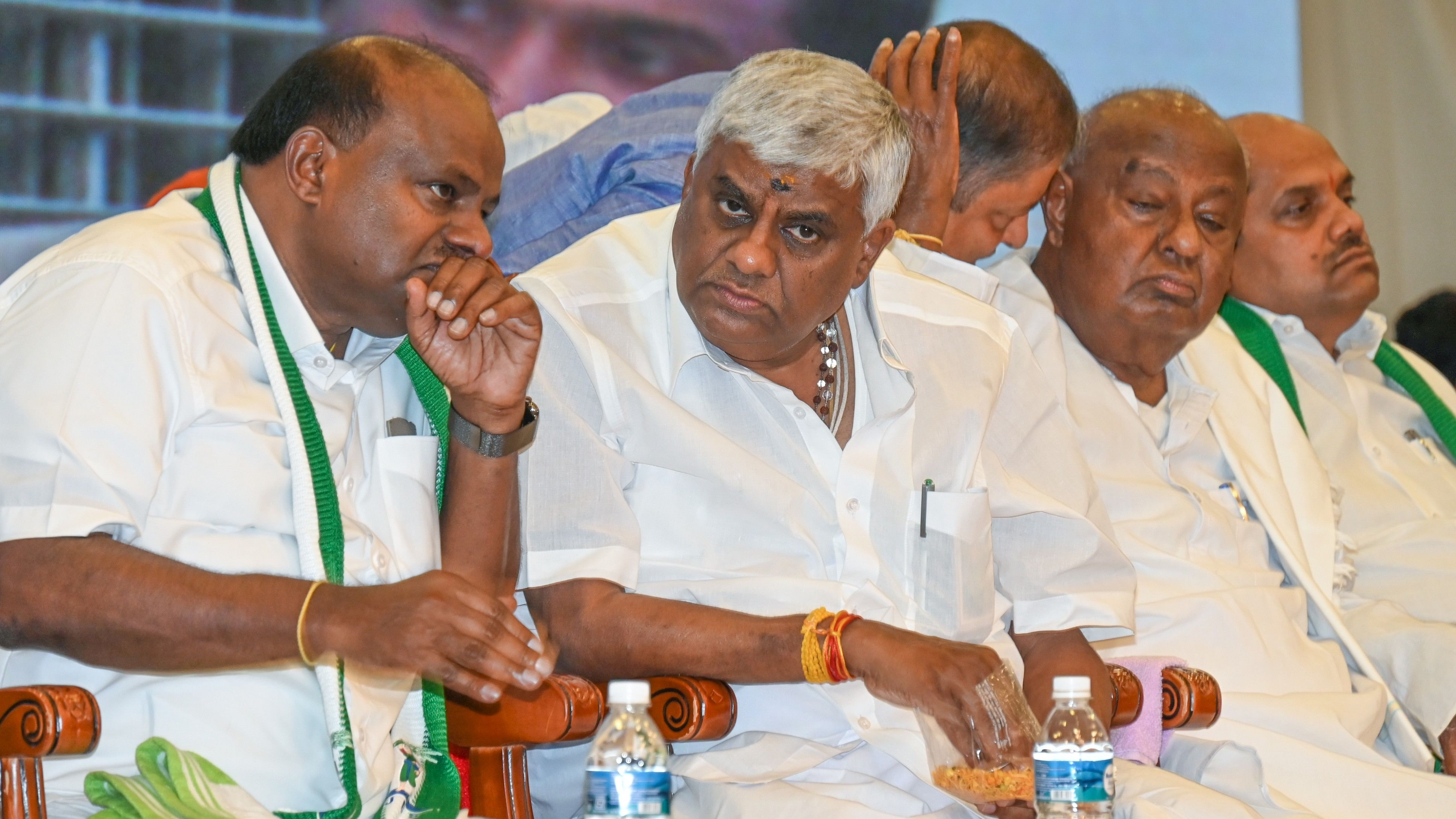 <div class="paragraphs"><p>File photo of&nbsp;H D Kumaraswamy, H D Revanna (in the middle)&nbsp; at JD(S) Workers and leaders convention at Nalapad pavilion Palace ground in Bengaluru.</p></div>