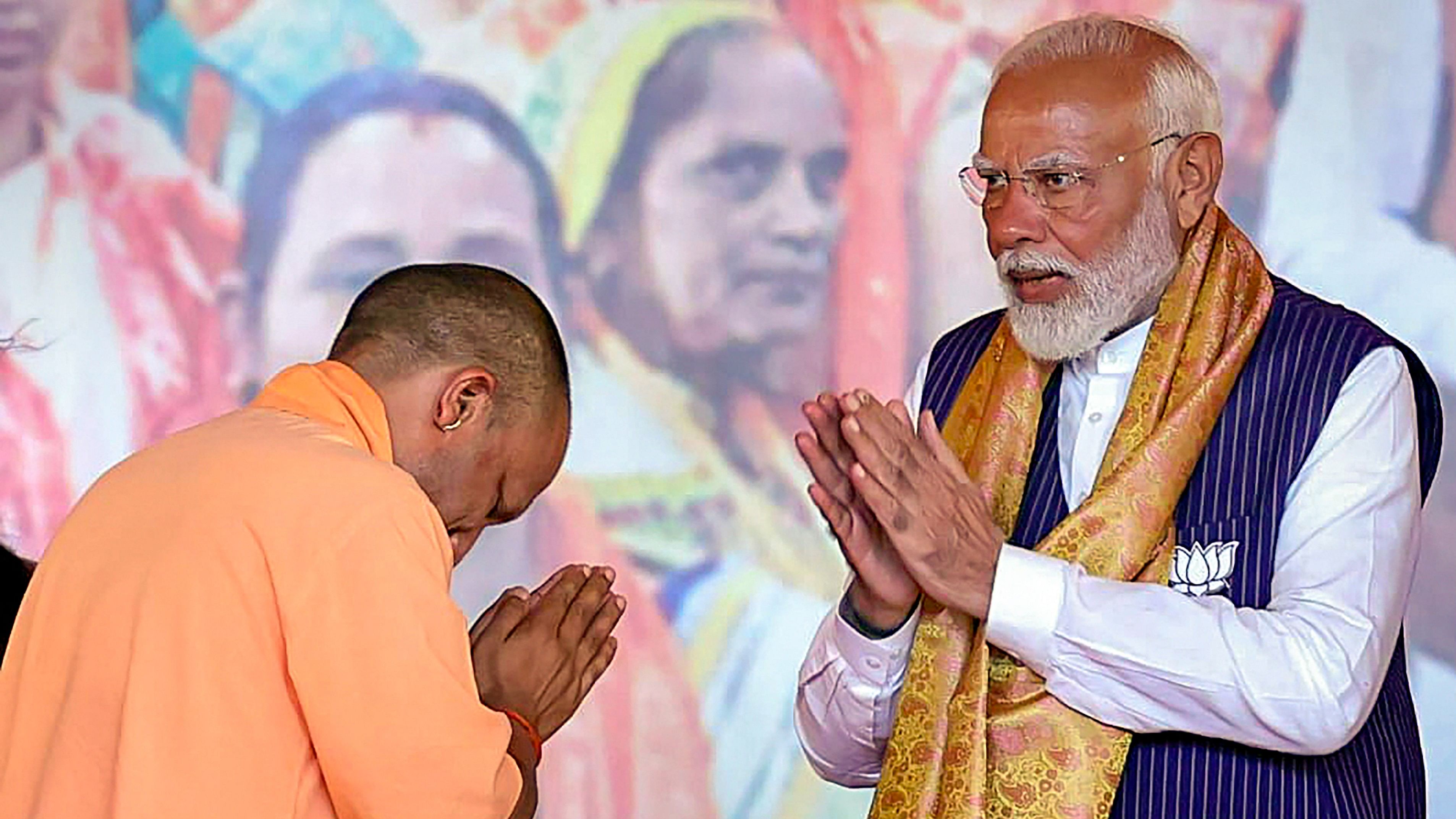 <div class="paragraphs"><p>Prime Minister Narendra Modi and Chief Minister Yogi Adityanath at a Nari Shakti Vandan program, in Varanasi, Tuesday.&nbsp;</p></div>